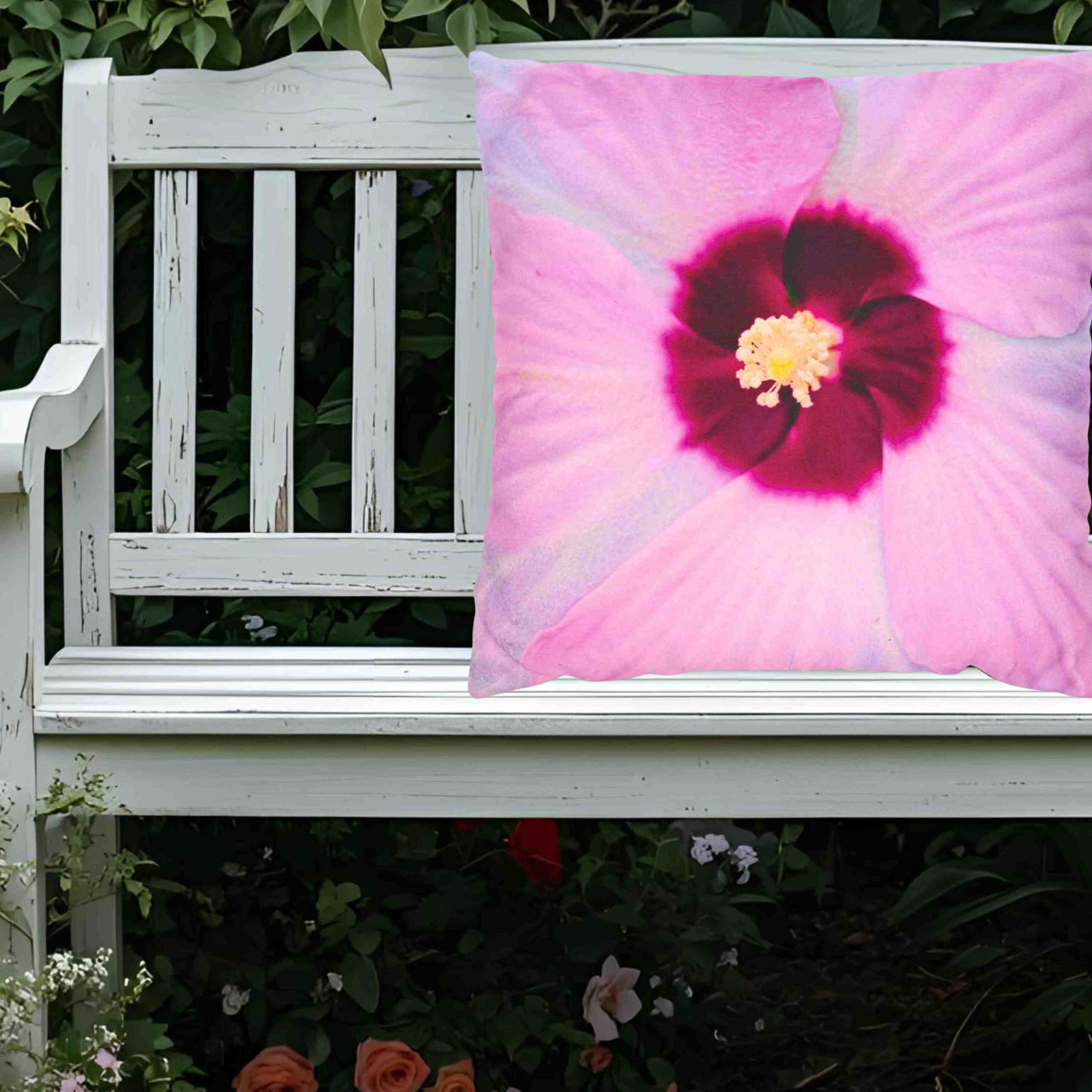 Floral Pink Pillowcase, Flower Print Cushion Cover, Decorative Pillow Case, Home Decor, Gift for Her, Tropical Vibes, Romantic Decor product thumbnail image