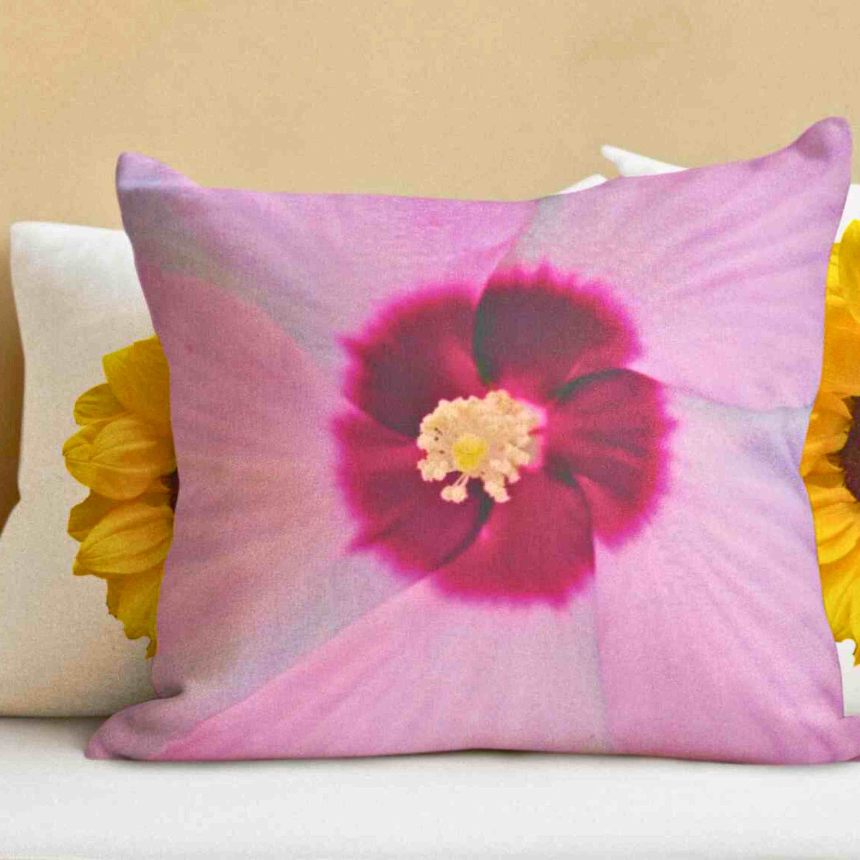 Floral Pink Pillowcase, Flower Print Cushion Cover, Decorative Pillow Case, Home Decor, Gift for Her, Tropical Vibes, Romantic Decor product thumbnail image