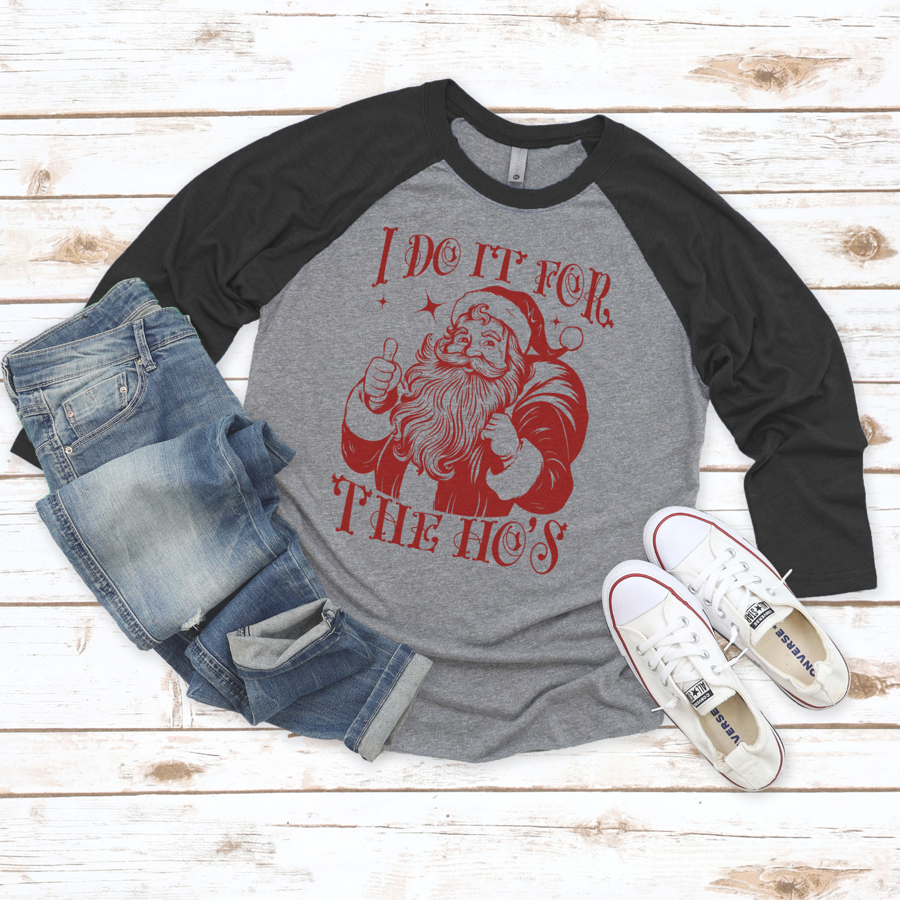 "I Do It for the Ho's" Funny Santa Thumbs Up Tee – Holiday Humor Shirt product thumbnail image