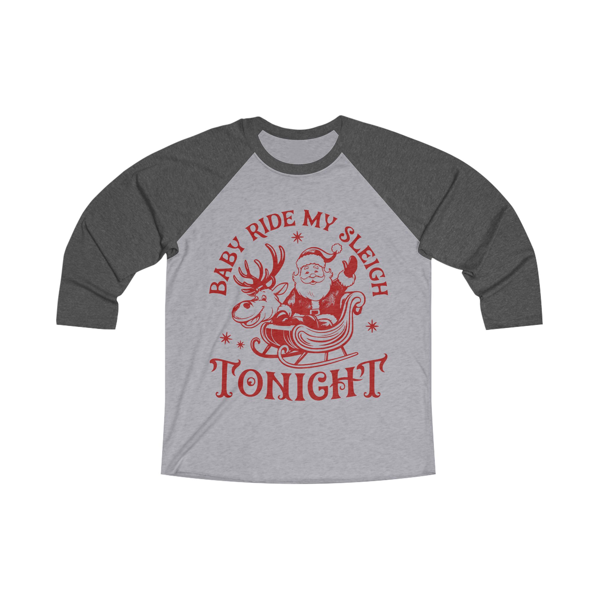 "Baby, Ride My Sleigh Tonight" Funny Santa &amp; Reindeer Tee – Playful Holiday Shirt product thumbnail image