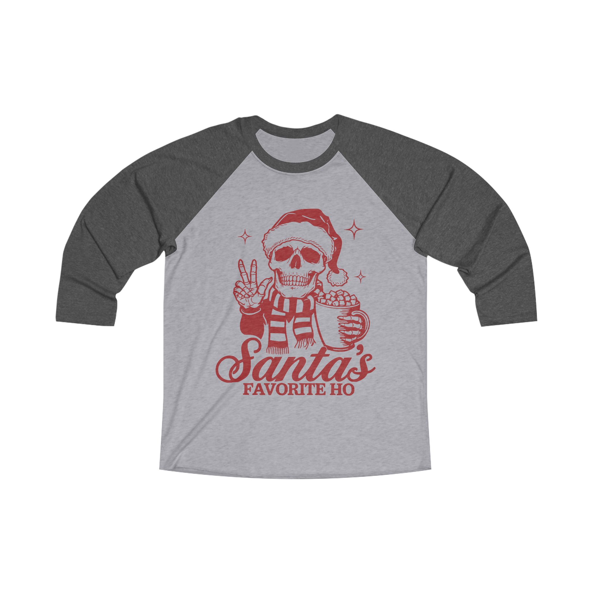 Santa's Favorite Ho Skeleton Holiday Tee – Funny Christmas Shirt with Cocoa &amp; Peace Sign product thumbnail image