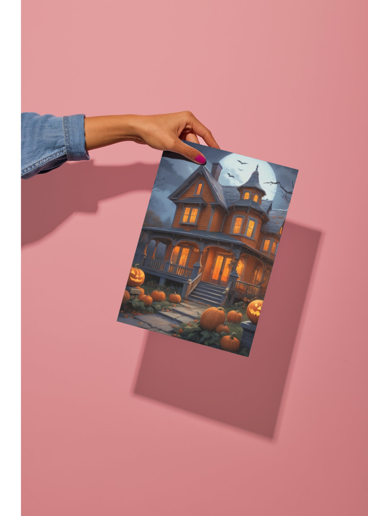 Haunted House Canvas Art Wraps, Spooky Decor, Fall Decoration, Halloween Wall Art, Cozy Home Accent, Autumn Decorations