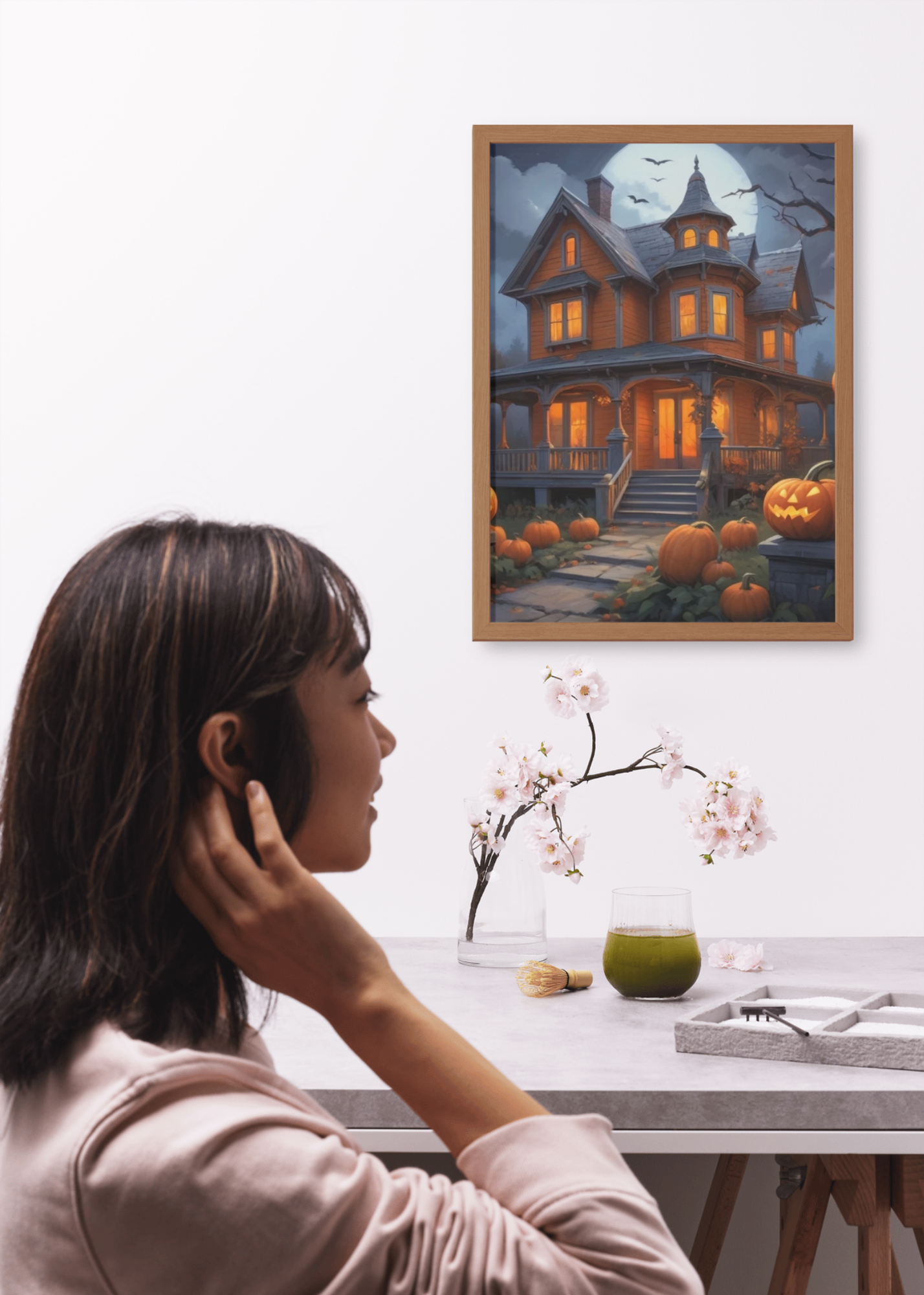 Haunted House Canvas Art Wraps, Spooky Decor, Fall Decoration, Halloween Wall Art, Cozy Home Accent, Autumn Decorations product thumbnail image