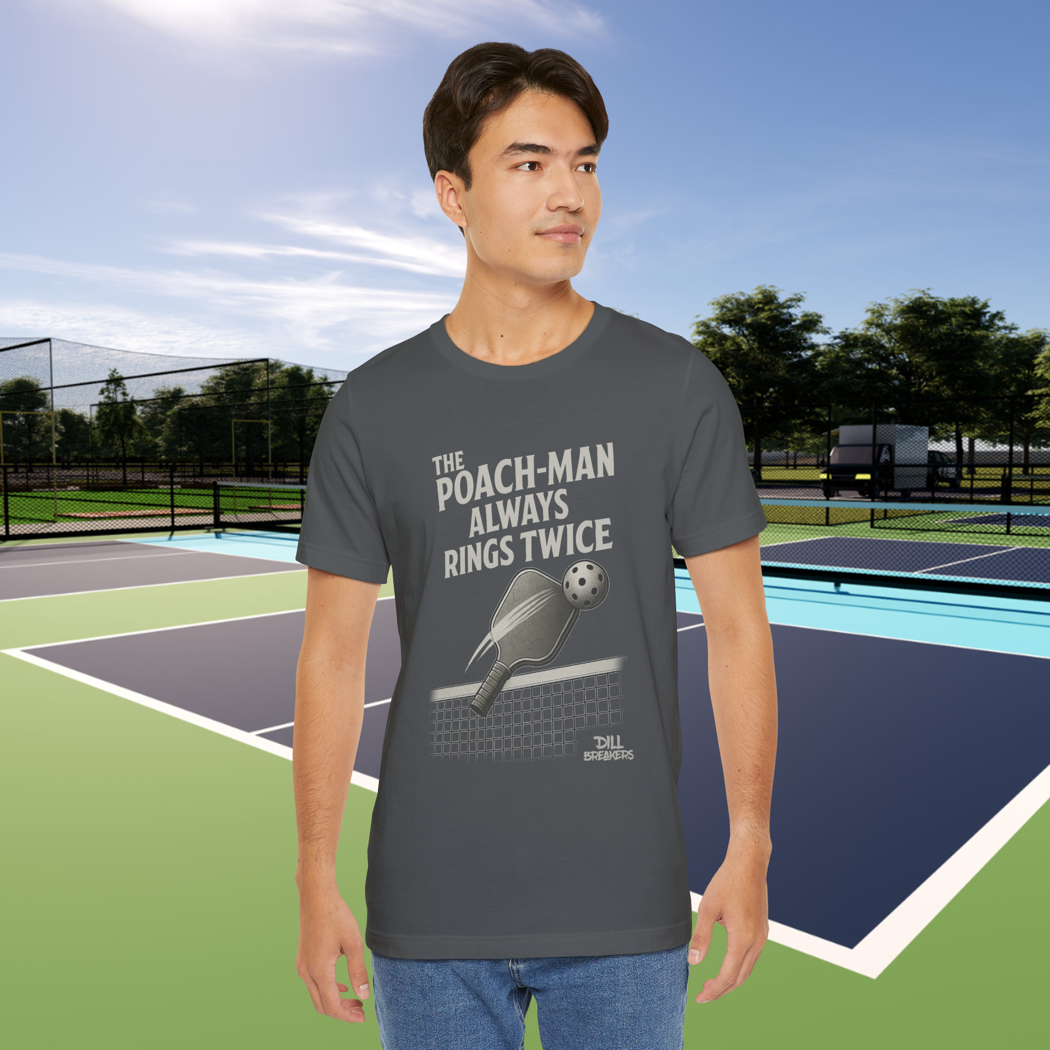 The Poach-Man Always Rings Twice - Funny Pickleball T-Shirt | Dill Breakers Design The Poach-Man Always Rings Twice - Funny Pickleball T-Shirt | Dill Breakers Design