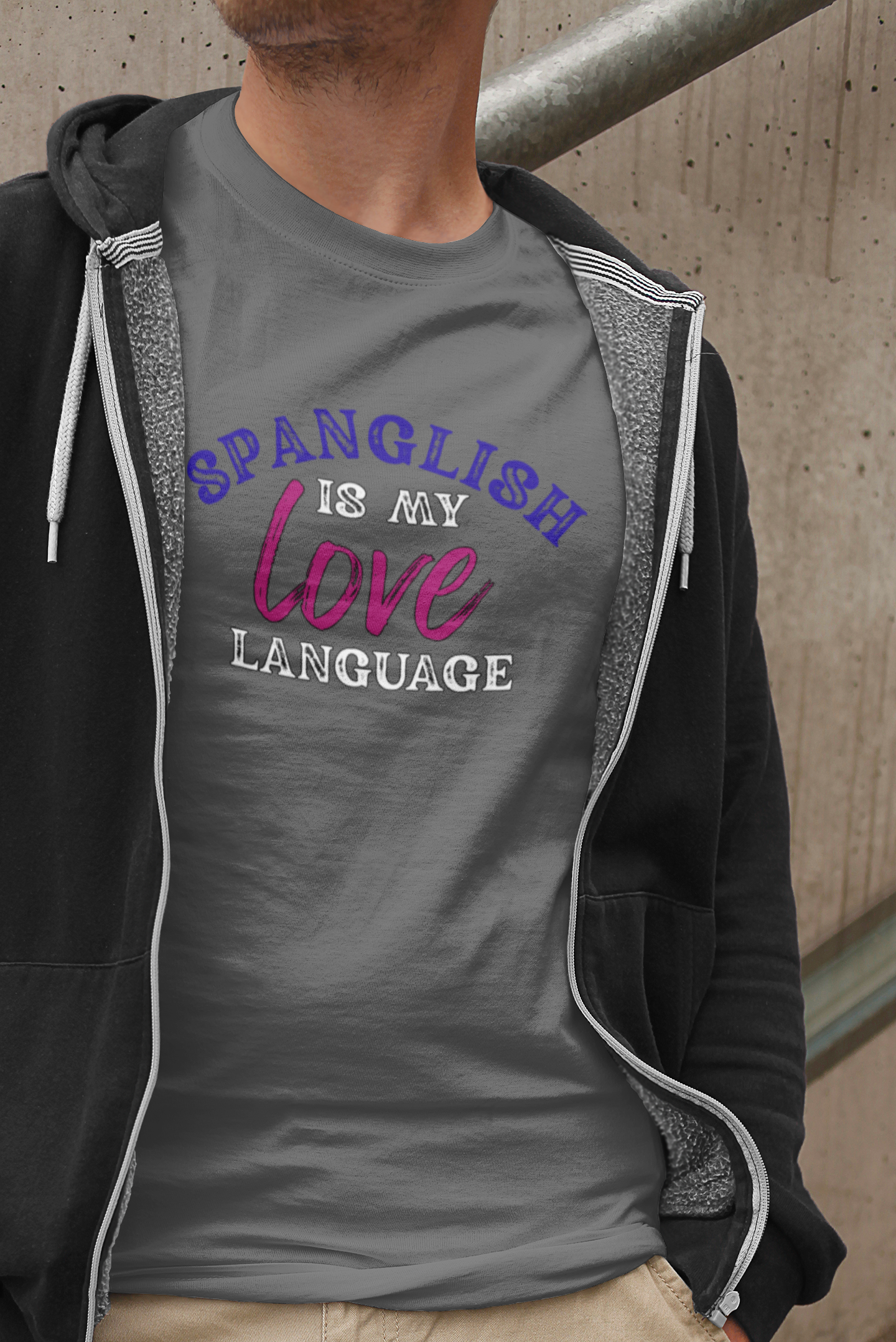 Spanglish Is My Love Language – Bilingual Pride Unisex T-Shirt product thumbnail image Spanglish Is My Love Language – Bilingual Pride Unisex T-Shirt product thumbnail image