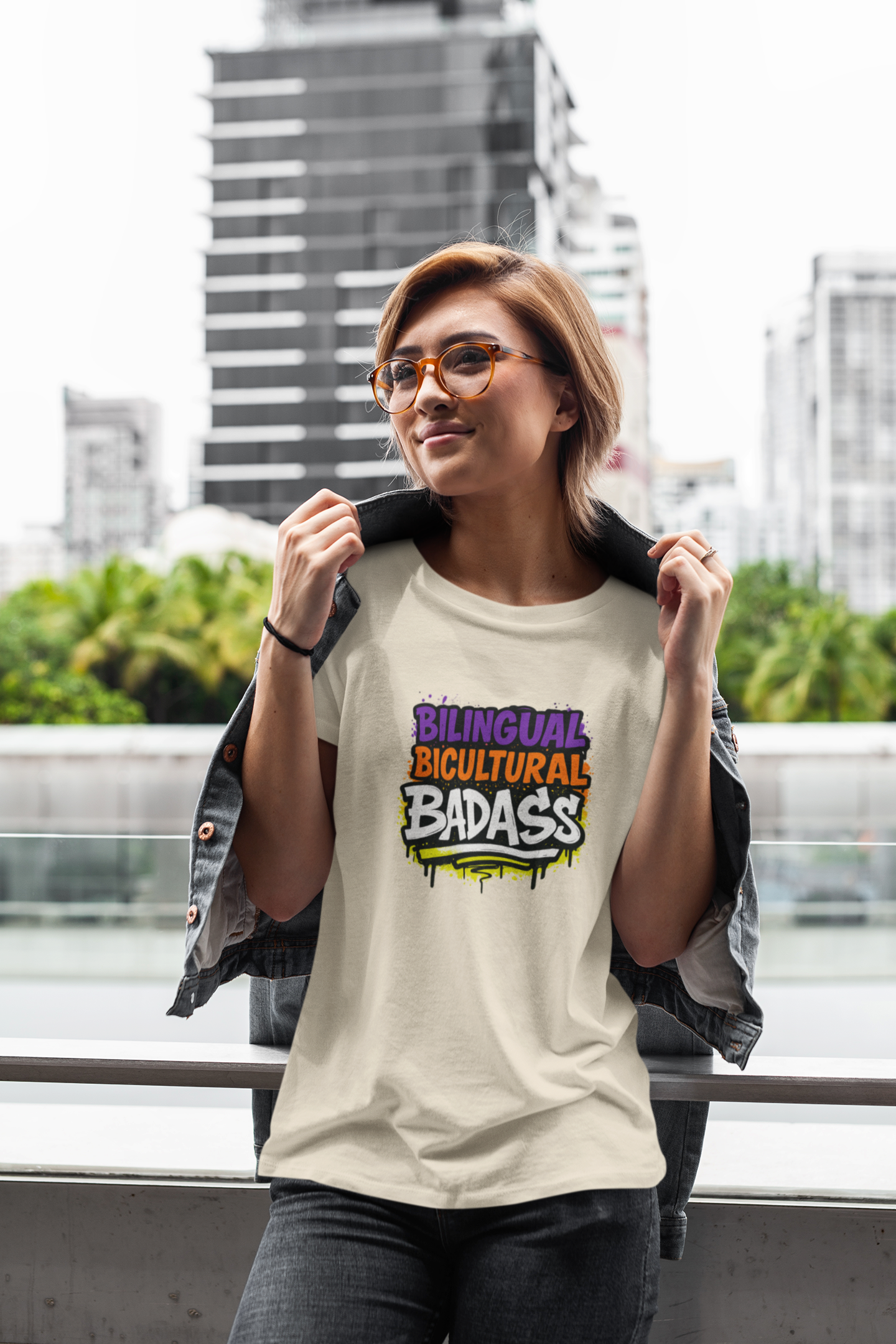 Bilingual Bicultural Badass Unisex T-shirt product thumbnail image Bilingual Bicultural Badass Unisex T-shirt product thumbnail image