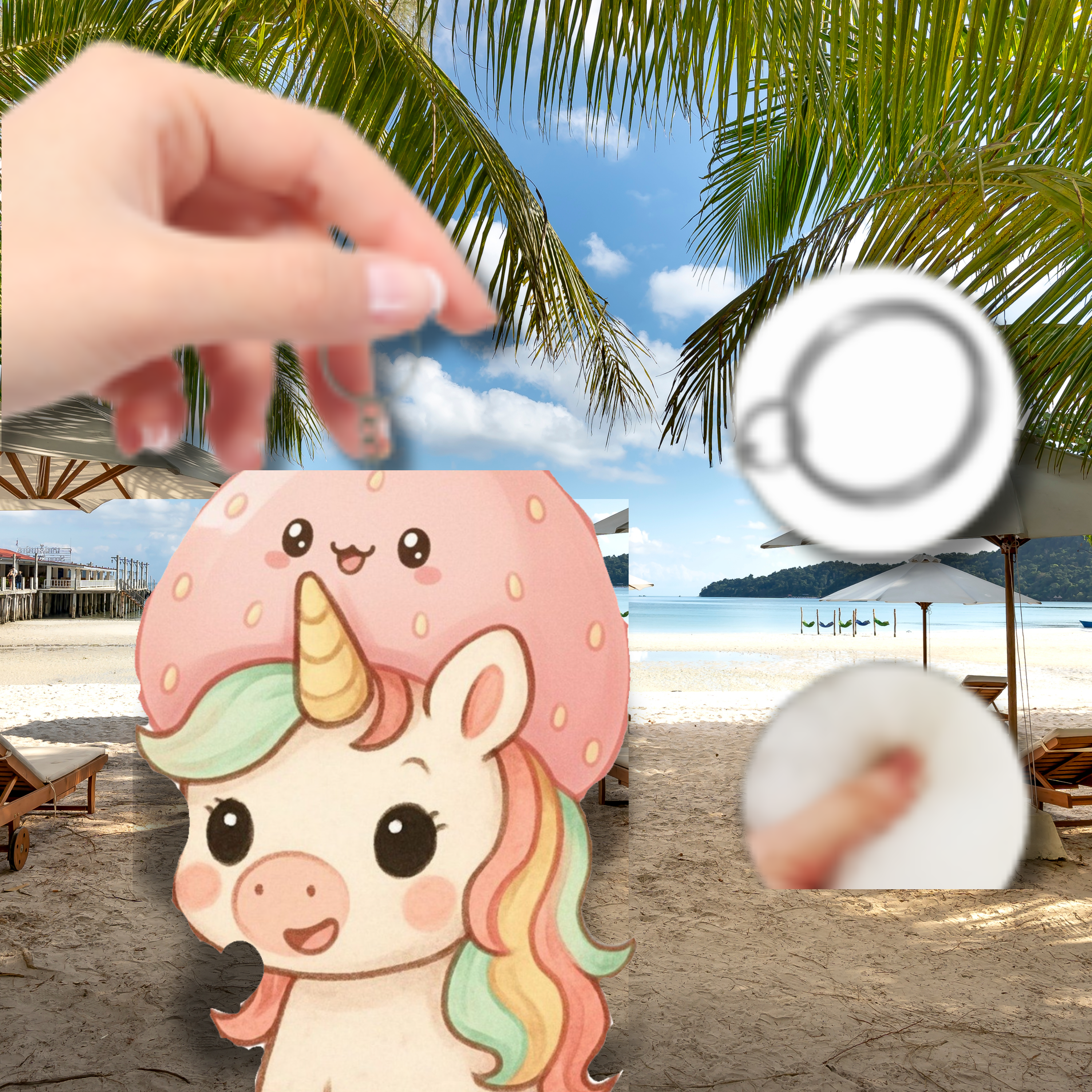 Kawaii Unicorn Keychain, Mini Plush Companion, Cute Gift for Kids, Birthday Favors, Strawberry Mushroom Charm