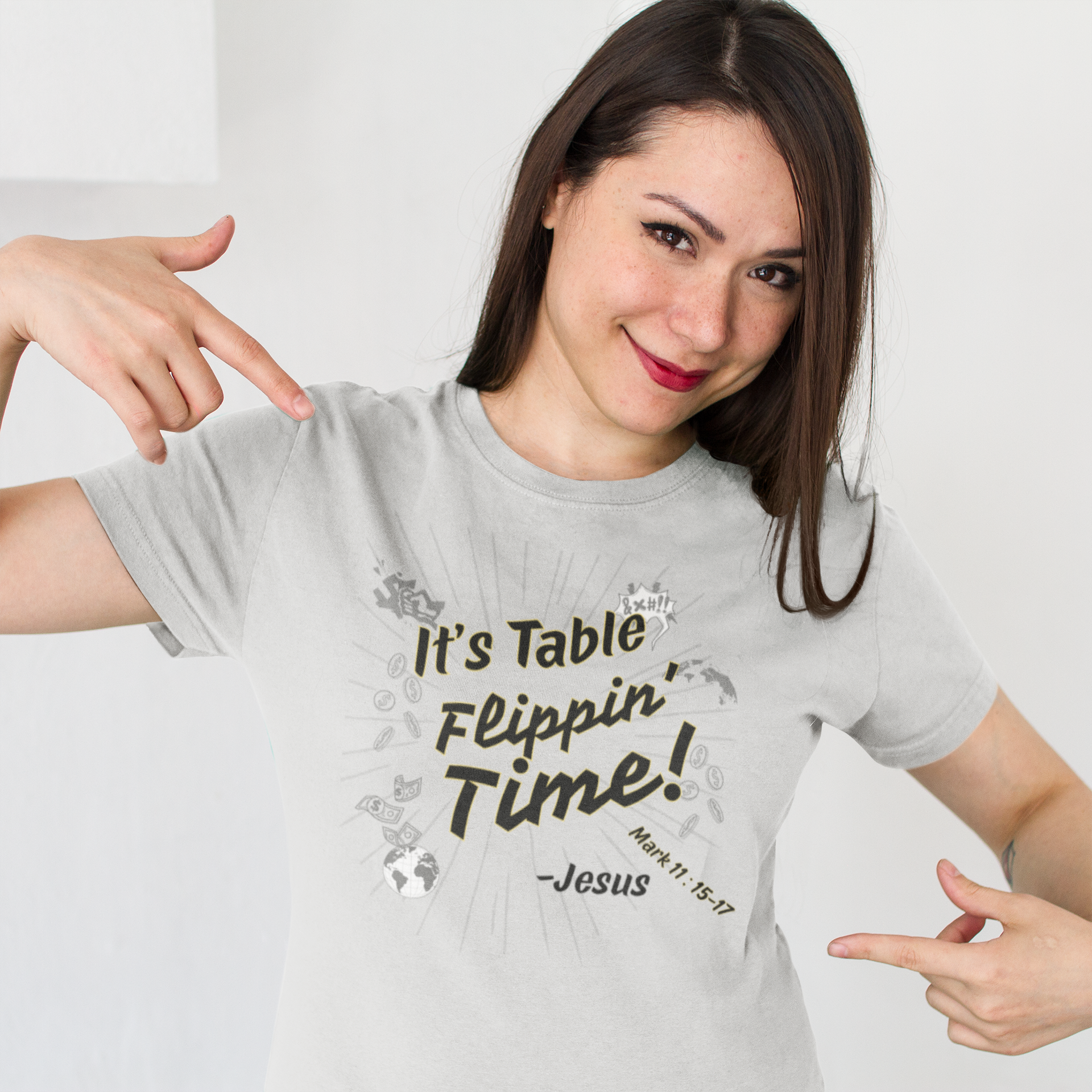 " It's Table Flippin' Time" Design Christian Unisex Softstyle T-Shirt product thumbnail image " It's Table Flippin' Time" Design Christian Unisex Softstyle T-Shirt product thumbnail image