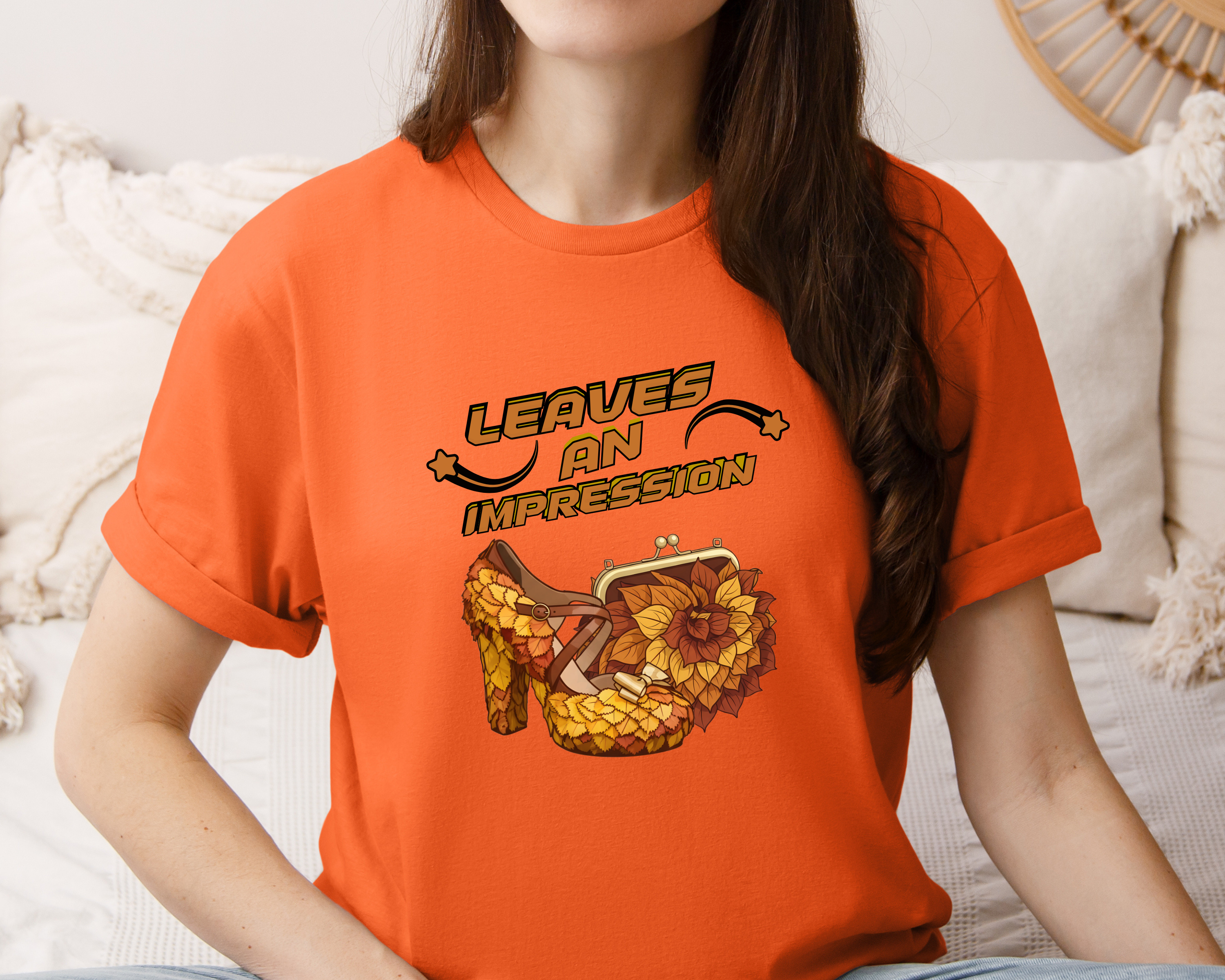 Fall Leaves High Heel Shoe Unisex Tee - Leave an Impression T-Shirt