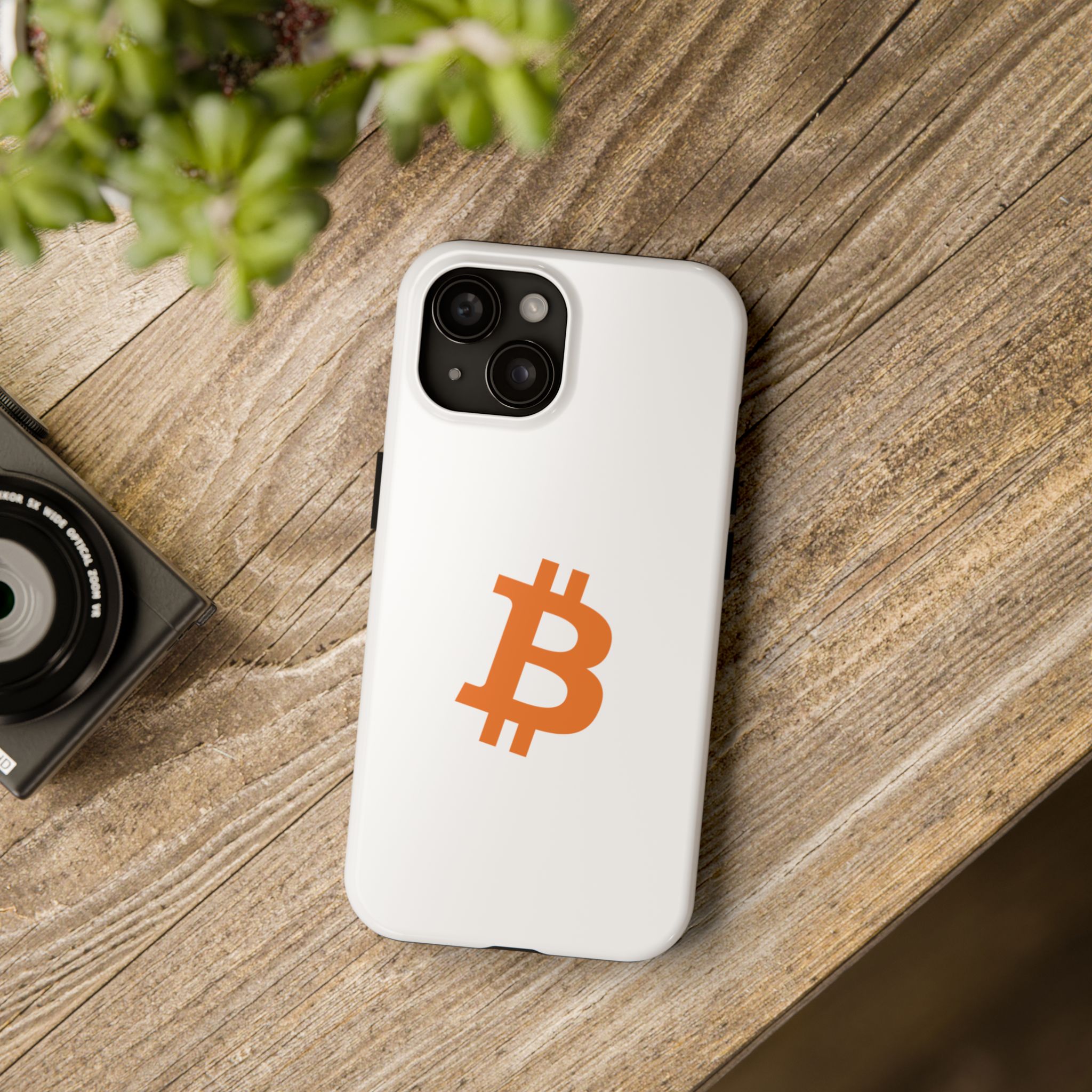 Bitcoin HODL White iPhone Case (Orange Logo) – Degen Swag