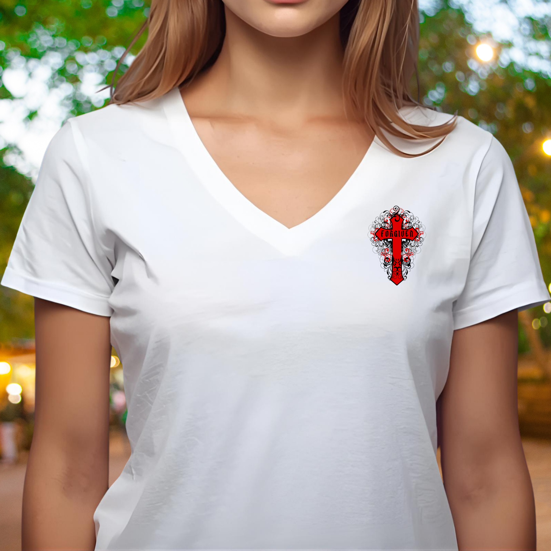 FORGIVEN - V-Neck Unisex T-Shirt product thumbnail image