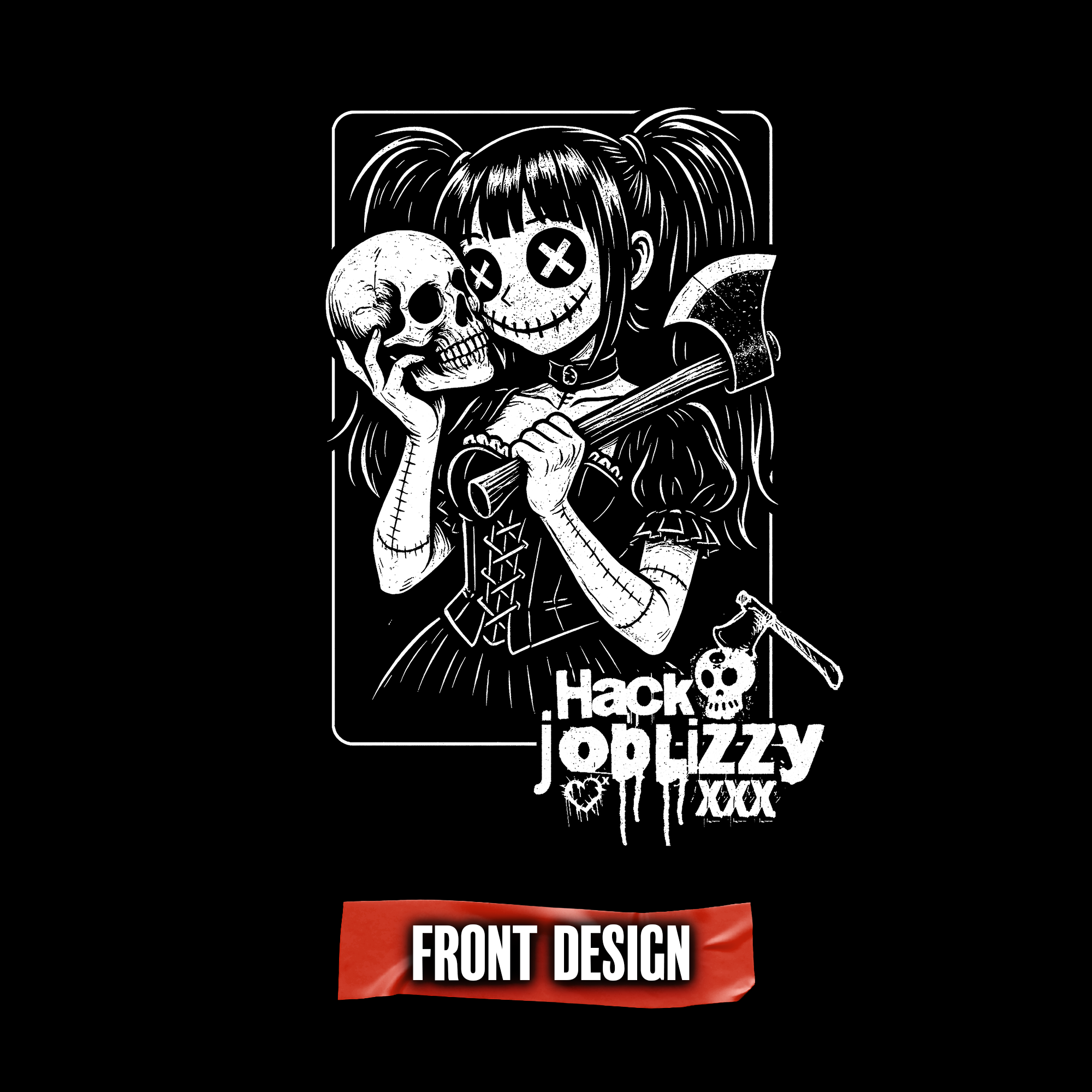 Women’s Poly Cotton Crop | Hack Job Lizzy Signature | Punk Goth Halloween Shirt product thumbnail image Women’s Poly Cotton Crop | Hack Job Lizzy Signature | Punk Goth Halloween Shirt product thumbnail image
