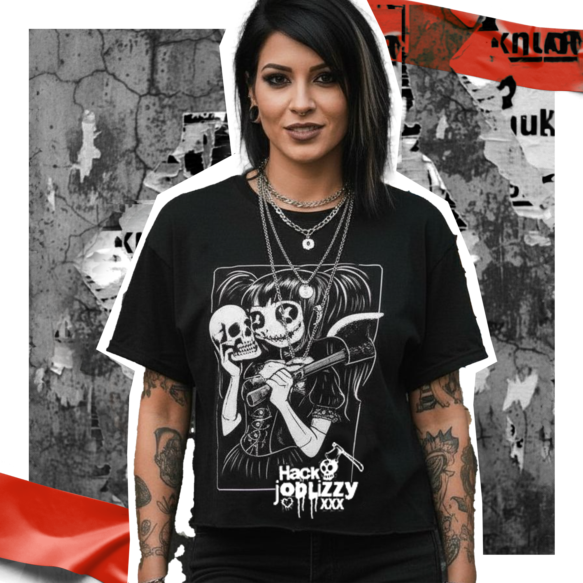 Women’s Poly Cotton Crop | Hack Job Lizzy Signature | Punk Goth Halloween Shirt Women’s Poly Cotton Crop | Hack Job Lizzy Signature | Punk Goth Halloween Shirt