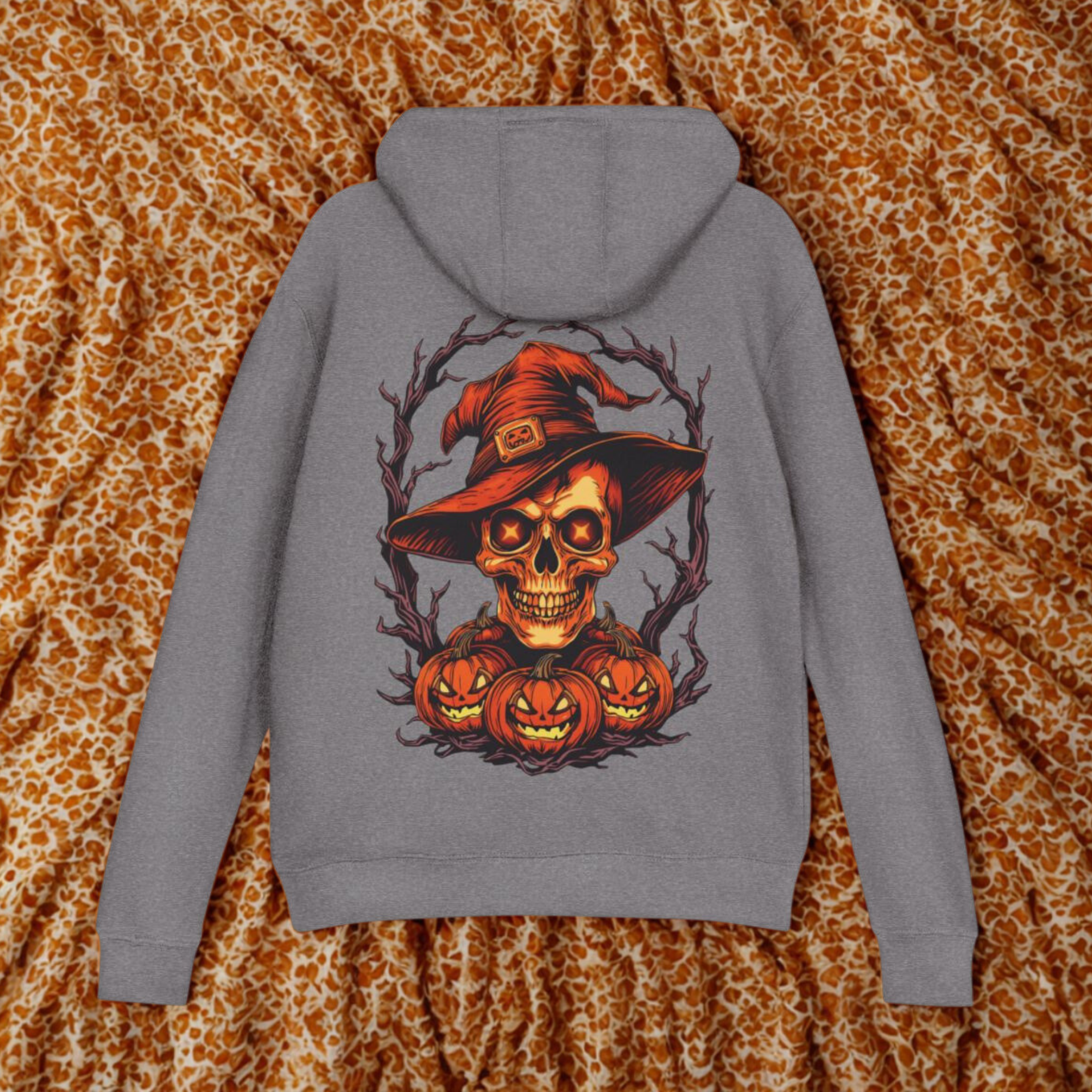 Halloween Skull Pumpkin Hoodie Unisex Fall Sweatshirt Spooky Seasonal Apparel product thumbnail image Halloween Skull Pumpkin Hoodie Unisex Fall Sweatshirt Spooky Seasonal Apparel product thumbnail image