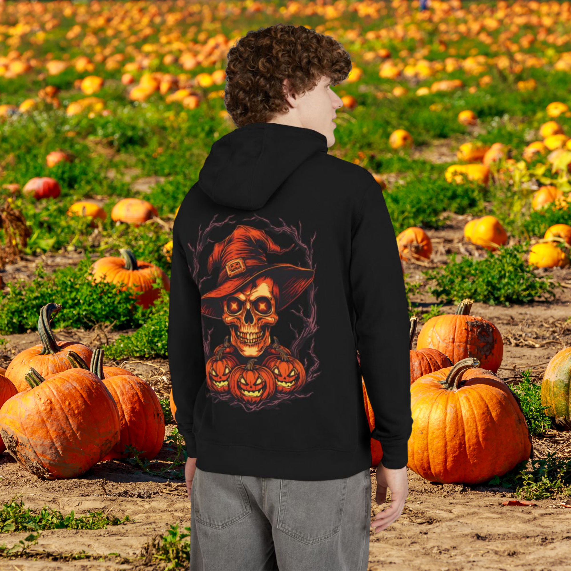 Halloween Skull Pumpkin Hoodie Unisex Fall Sweatshirt Spooky Seasonal Apparel product thumbnail image Halloween Skull Pumpkin Hoodie Unisex Fall Sweatshirt Spooky Seasonal Apparel product thumbnail image