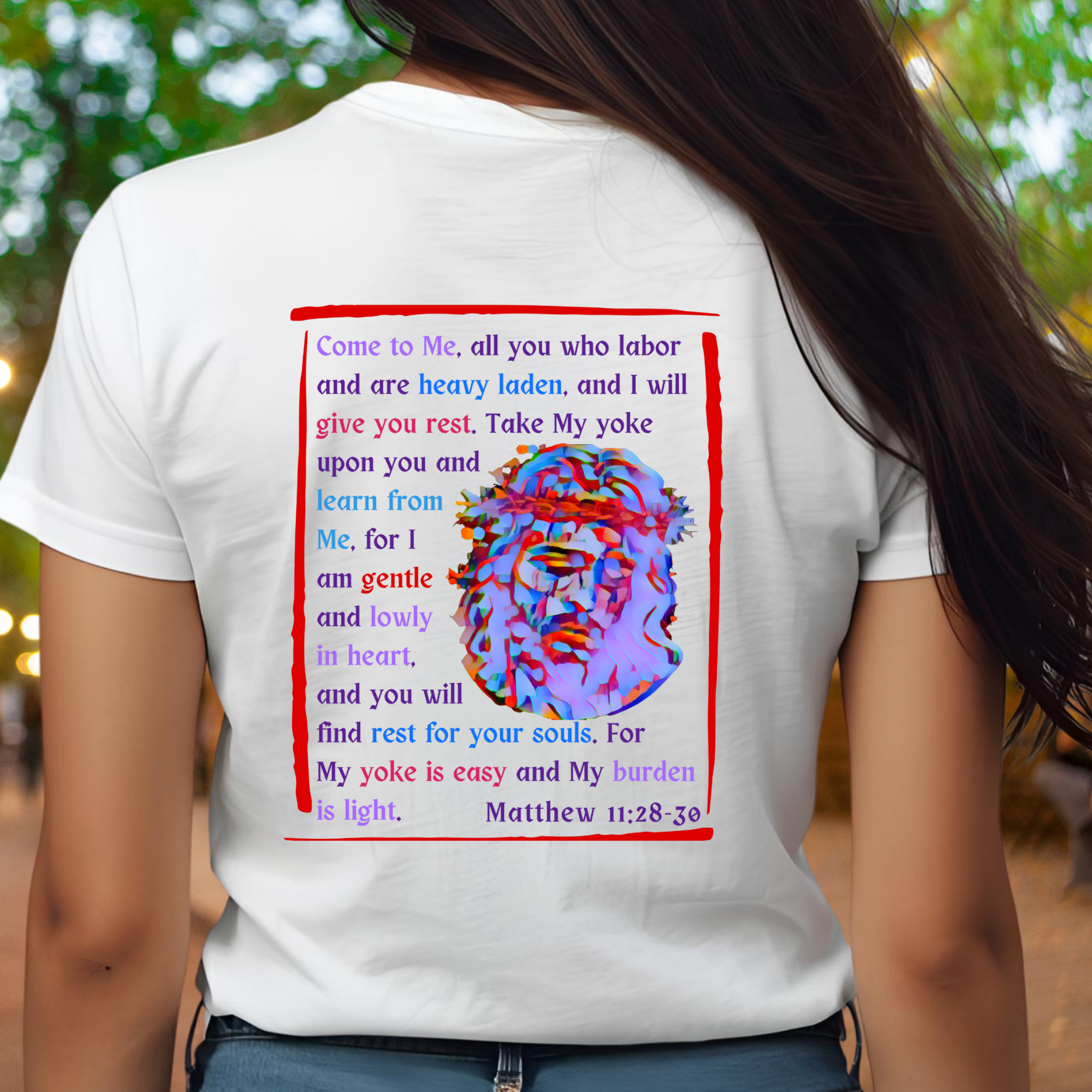 Come to Me - V-Neck Unisex T- Shirt featuring Matthew 11:28-30 product thumbnail image Come to Me - V-Neck Unisex T- Shirt featuring Matthew 11:28-30 product thumbnail image