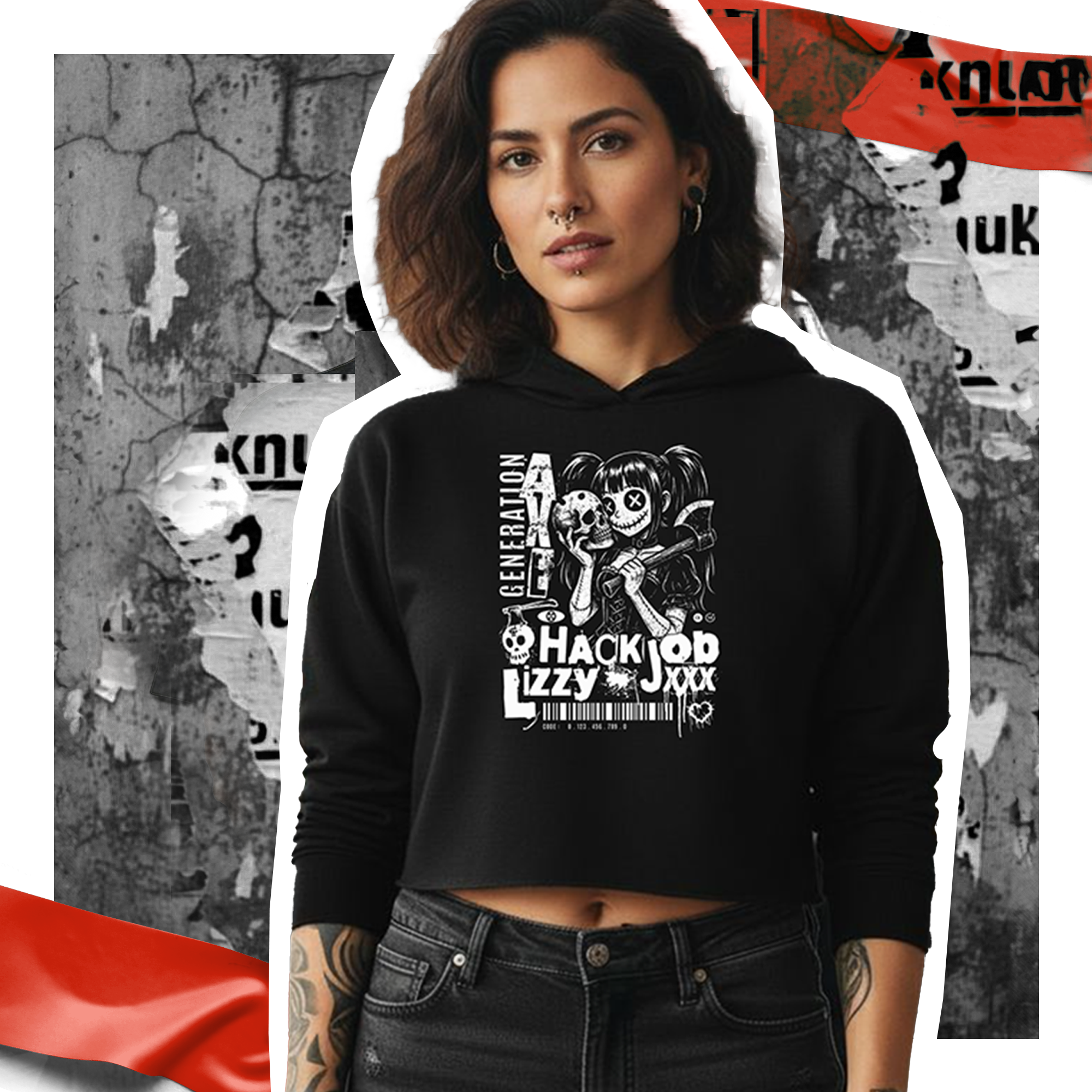 Women’s Crop Hoodie | Generation Axe | Hack Job Lizzy | Punk Goth Grunge Hoodie Women’s Crop Hoodie | Generation Axe | Hack Job Lizzy | Punk Goth Grunge Hoodie