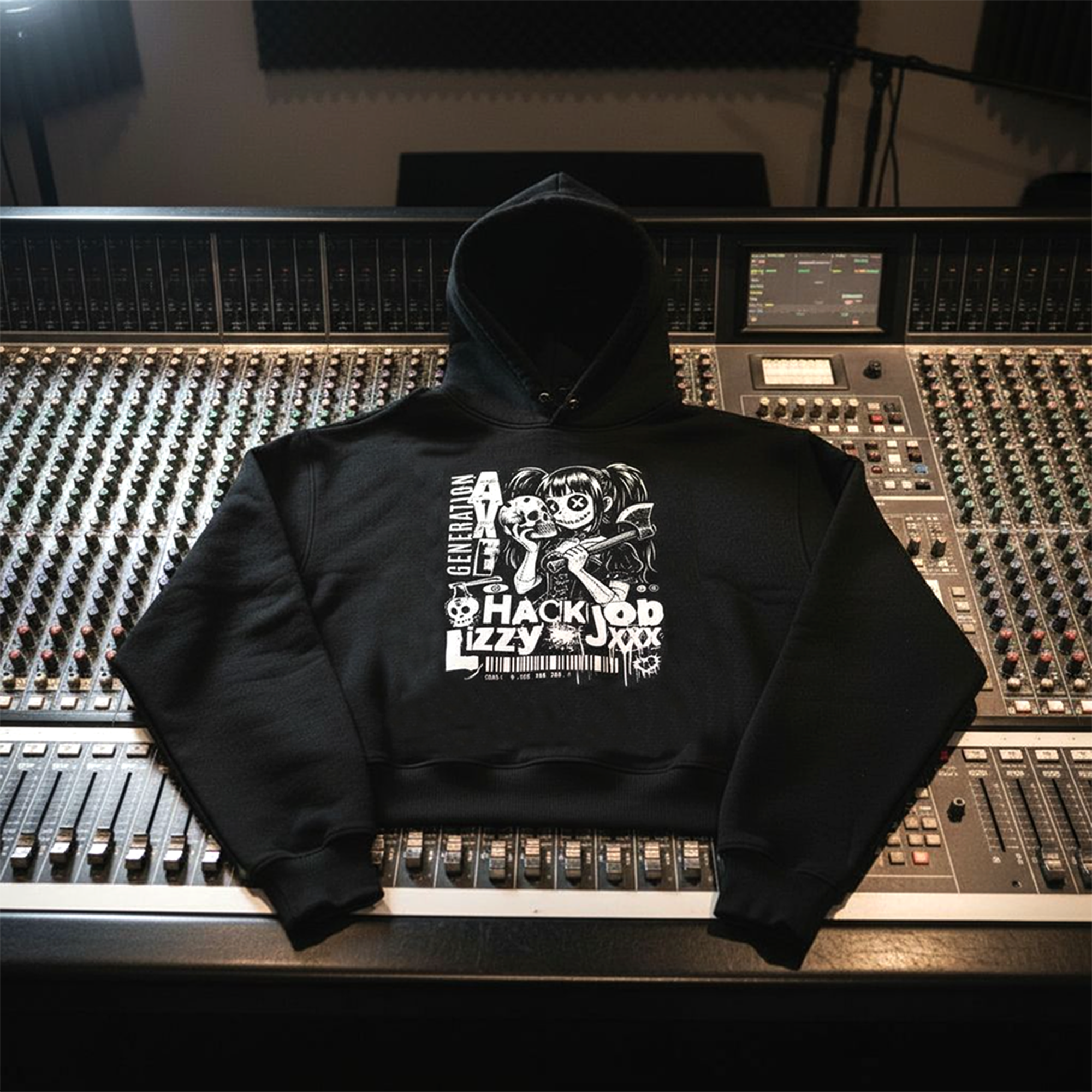 Women’s Crop Hoodie | Generation Axe | Hack Job Lizzy | Punk Goth Grunge Hoodie product thumbnail image Women’s Crop Hoodie | Generation Axe | Hack Job Lizzy | Punk Goth Grunge Hoodie product thumbnail image