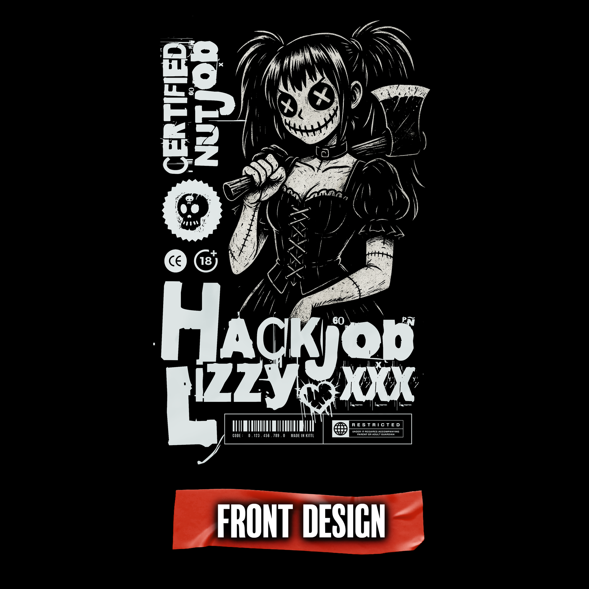 Women’s Favorite Tee | Hack Job Lizzy | Certified Nut Job | Punk Goth Halloween Shirt product thumbnail image Women’s Favorite Tee | Hack Job Lizzy | Certified Nut Job | Punk Goth Halloween Shirt product thumbnail image
