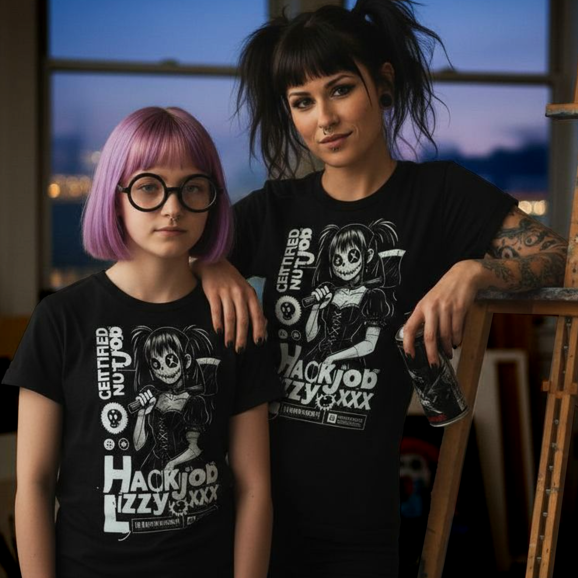 Women’s Favorite Tee | Hack Job Lizzy | Certified Nut Job | Punk Goth Halloween Shirt product thumbnail image Women’s Favorite Tee | Hack Job Lizzy | Certified Nut Job | Punk Goth Halloween Shirt product thumbnail image