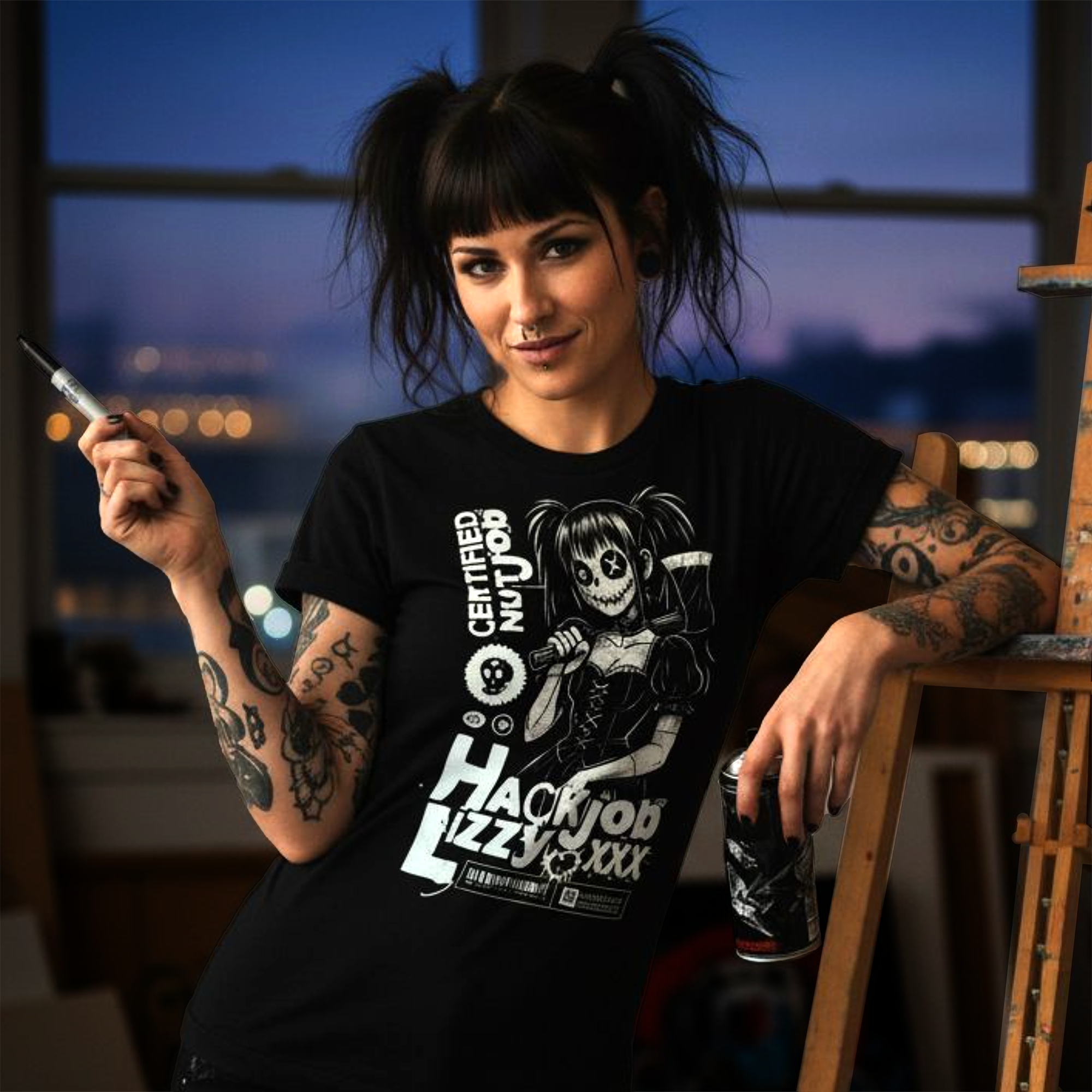 Women’s Favorite Tee | Hack Job Lizzy | Certified Nut Job | Punk Goth Halloween Shirt product thumbnail image Women’s Favorite Tee | Hack Job Lizzy | Certified Nut Job | Punk Goth Halloween Shirt product thumbnail image