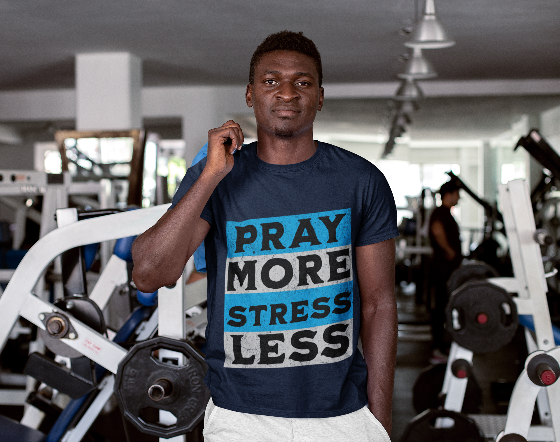 Relaxed Unisex Heavy Cotton Tee - "Pray More Stress Less" - Inspirational Gift, Everyday Comfort, Uplifting Message, Mindfulness Tee, [...]