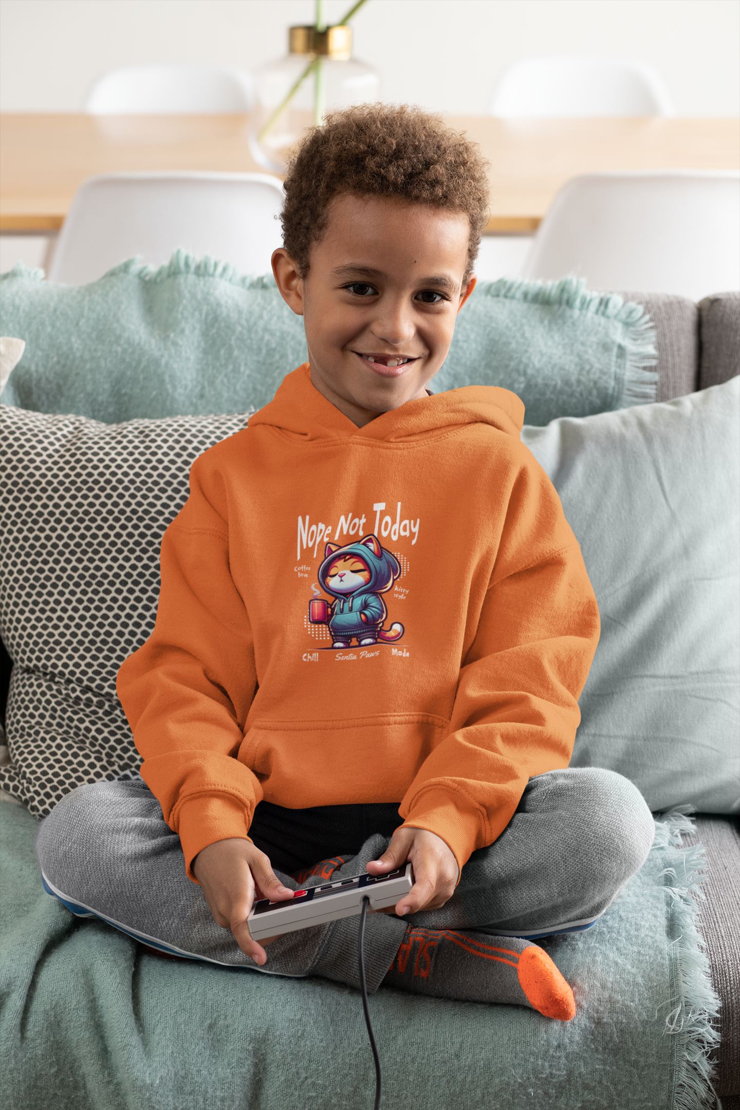 Youth Hooded Sweatshirt: "Nope Not Today" Cool Design, Fun Gift for Teens, Casual Wear, Everyday Comfort, Unique Layering Piece