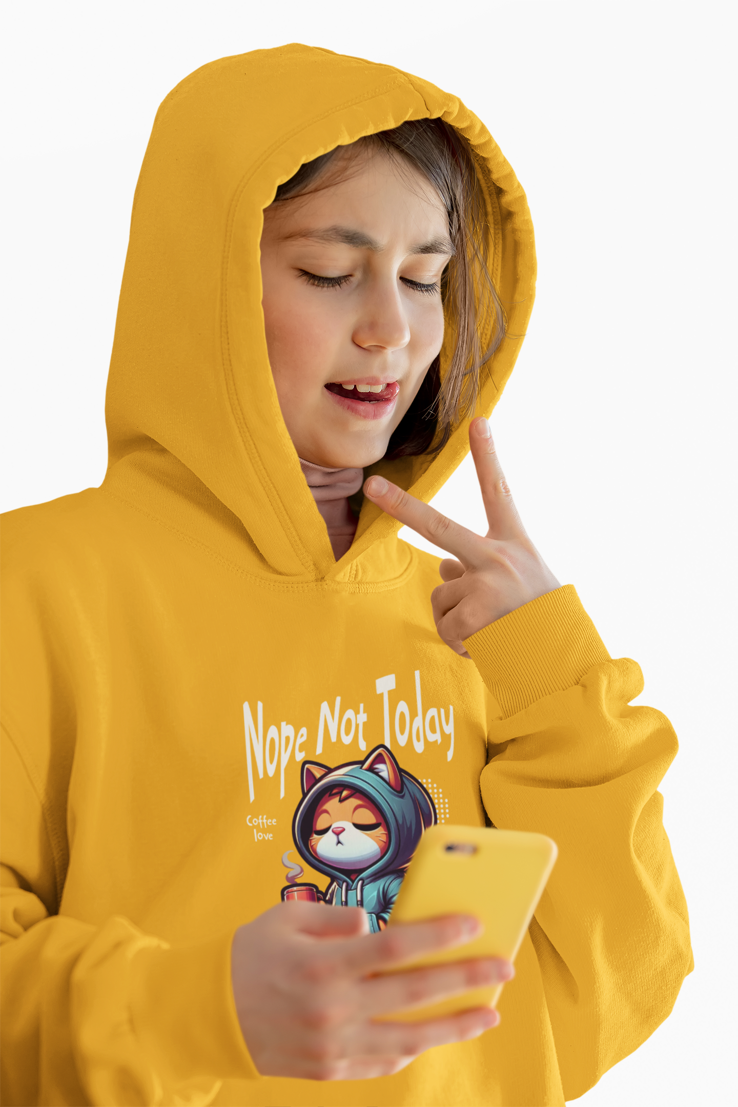 Youth Hooded Sweatshirt: "Nope Not Today" Cool Design, Fun Gift for Teens, Casual Wear, Everyday Comfort, Unique Layering Piece product thumbnail image