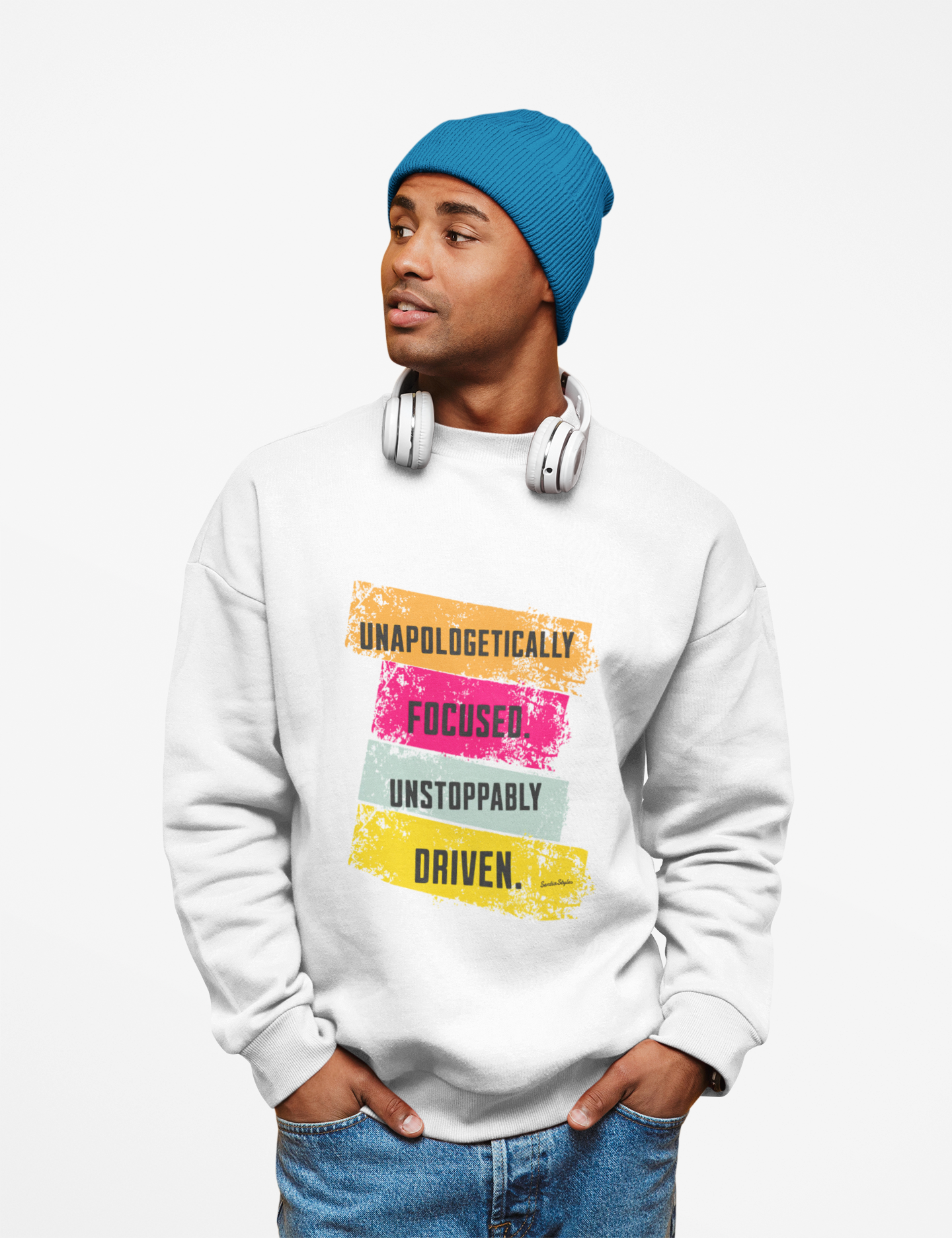 Unapologetically Focused. Unstoppably Driven. Crewneck Sweatshirt for Motivation, Inspirational Gift, Cozy Wear, Everyday Style, Self-Motivation Apparel product thumbnail image