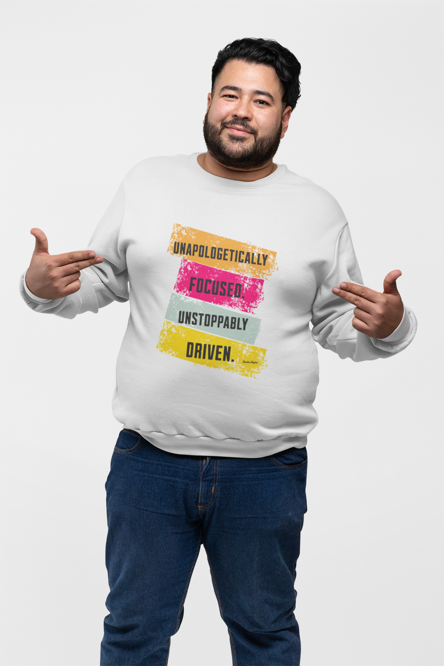 Unapologetically Focused. Unstoppably Driven. Crewneck Sweatshirt for Motivation, Inspirational Gift, Cozy Wear, Everyday Style, Self-Motivation Apparel product thumbnail image