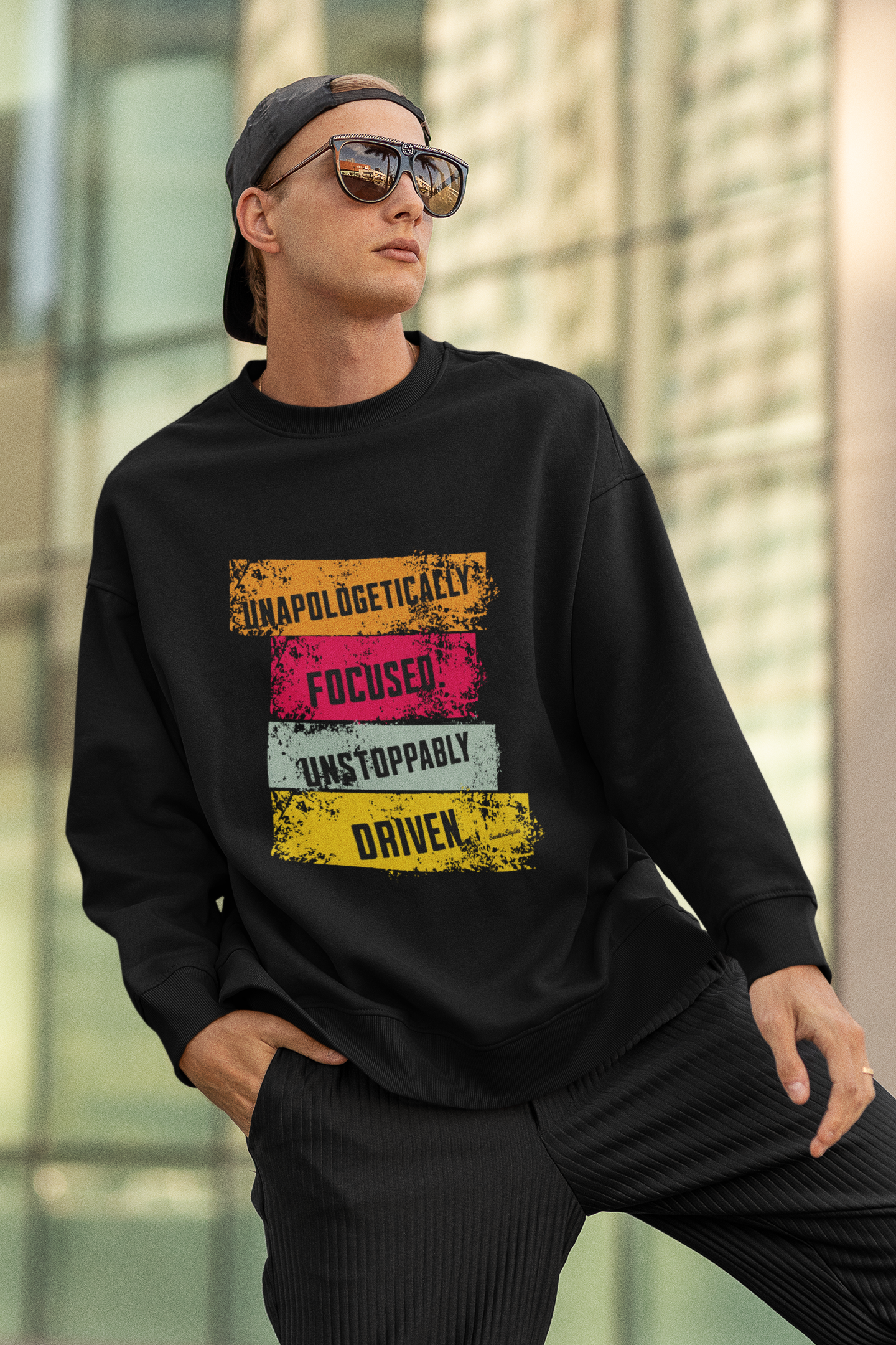 Unapologetically Focused. Unstoppably Driven. Crewneck Sweatshirt for Motivation, Inspirational Gift, Cozy Wear, Everyday Style, Self-Motivation Apparel product thumbnail image