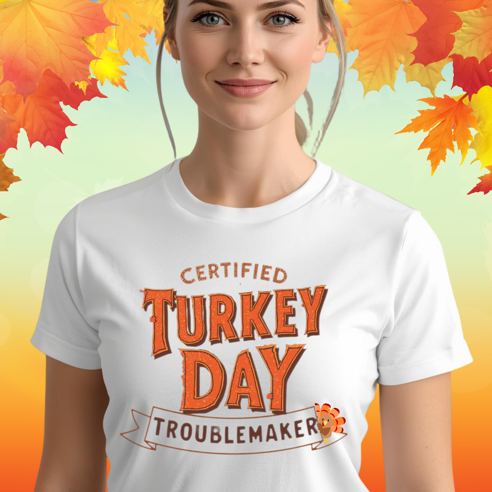 Certified Turkey Day Troublemaker Funny Thanksgiving Shirt, Unisex T-Shirt, Holiday Gift, Fall Apparel, Casual Wear product thumbnail image