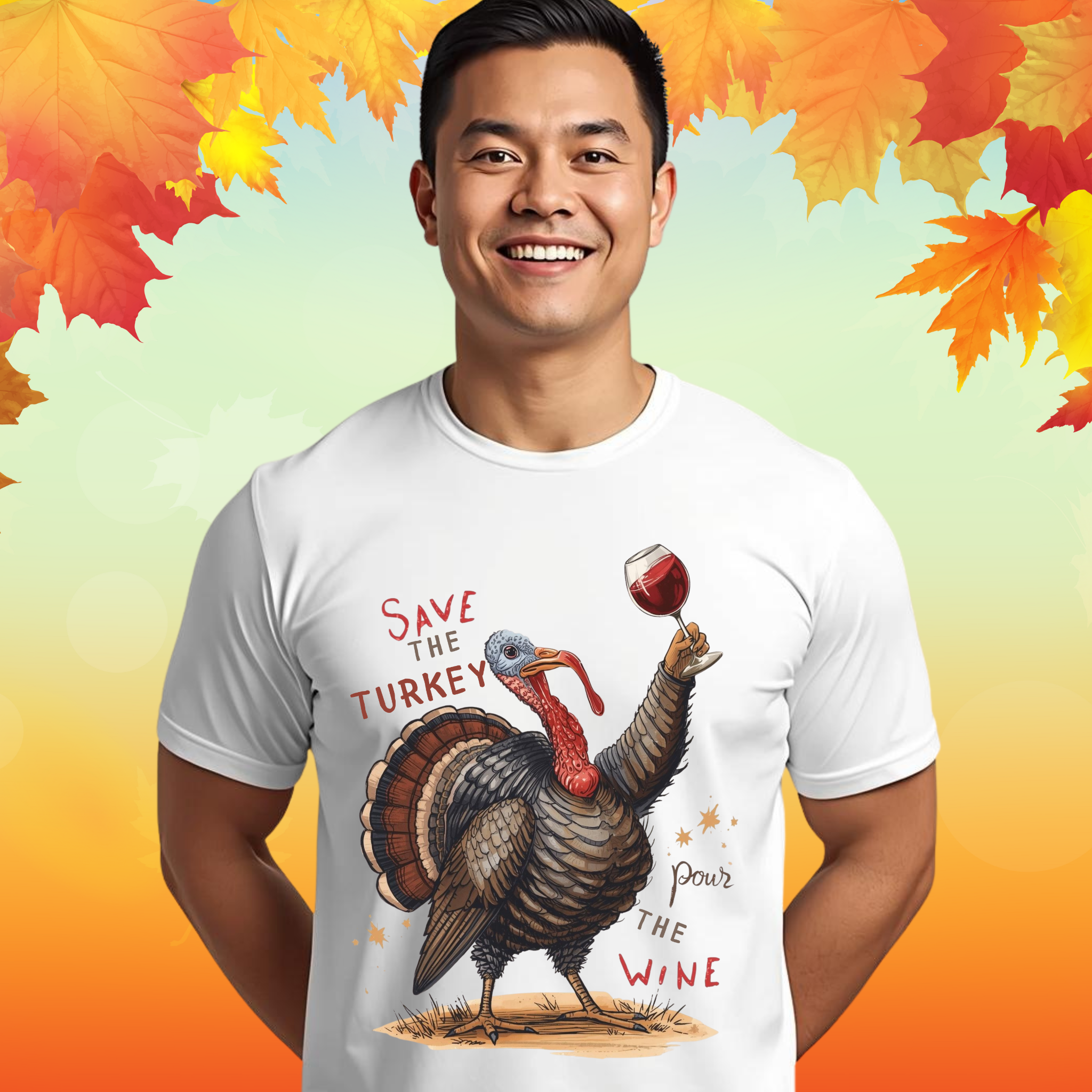 Save the Turkey Pour the Wine Funny Thanksgiving Shirt, Unisex T-Shirt, Holiday Gift, Fall Apparel, Casual Wear product thumbnail image