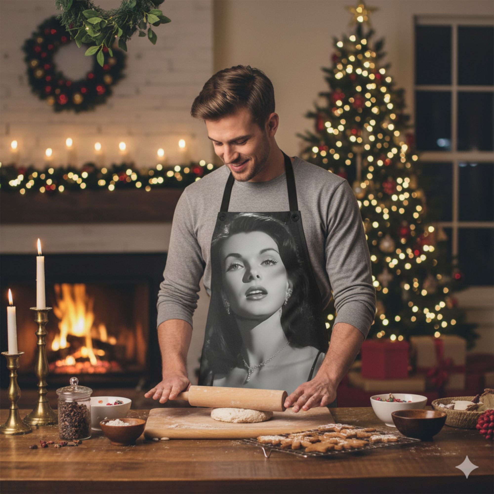 Under Frosted Glass Vintage Holiday Song Torch Ballad Design Apron  Under Frosted Glass Vintage Holiday Song Torch Ballad Design Apron