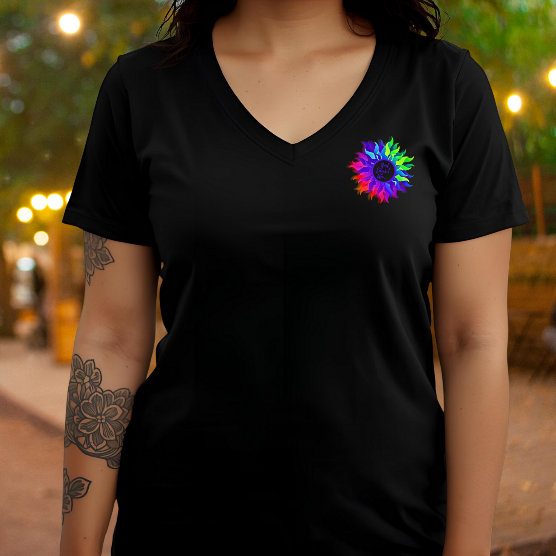 God Says I Am - V-neck Unisex T- Shirt