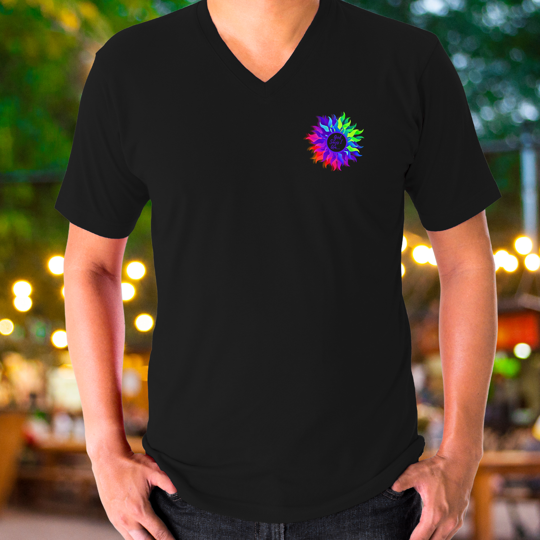 God Says I Am - V-neck Unisex T- Shirt product thumbnail image