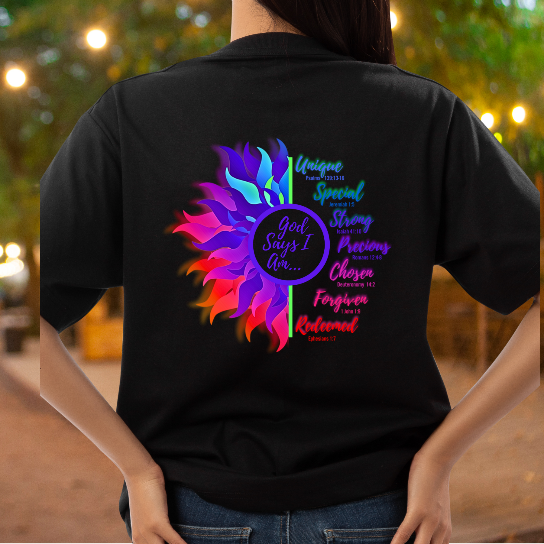 God Says I Am - V-neck Unisex T- Shirt product thumbnail image God Says I Am - V-neck Unisex T- Shirt product thumbnail image