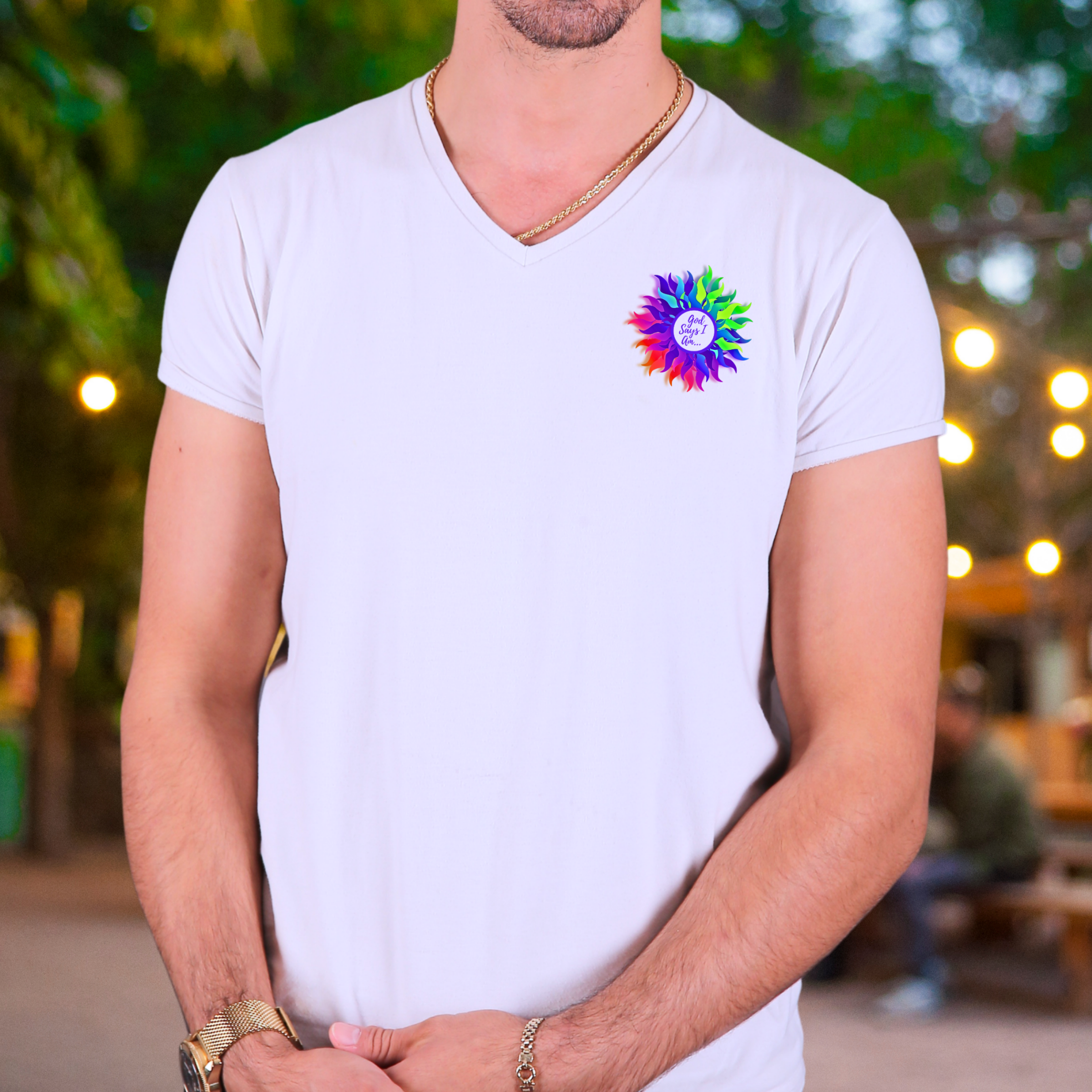 God Says I Am - V-neck Unisex T- Shirt product thumbnail image God Says I Am - V-neck Unisex T- Shirt product thumbnail image