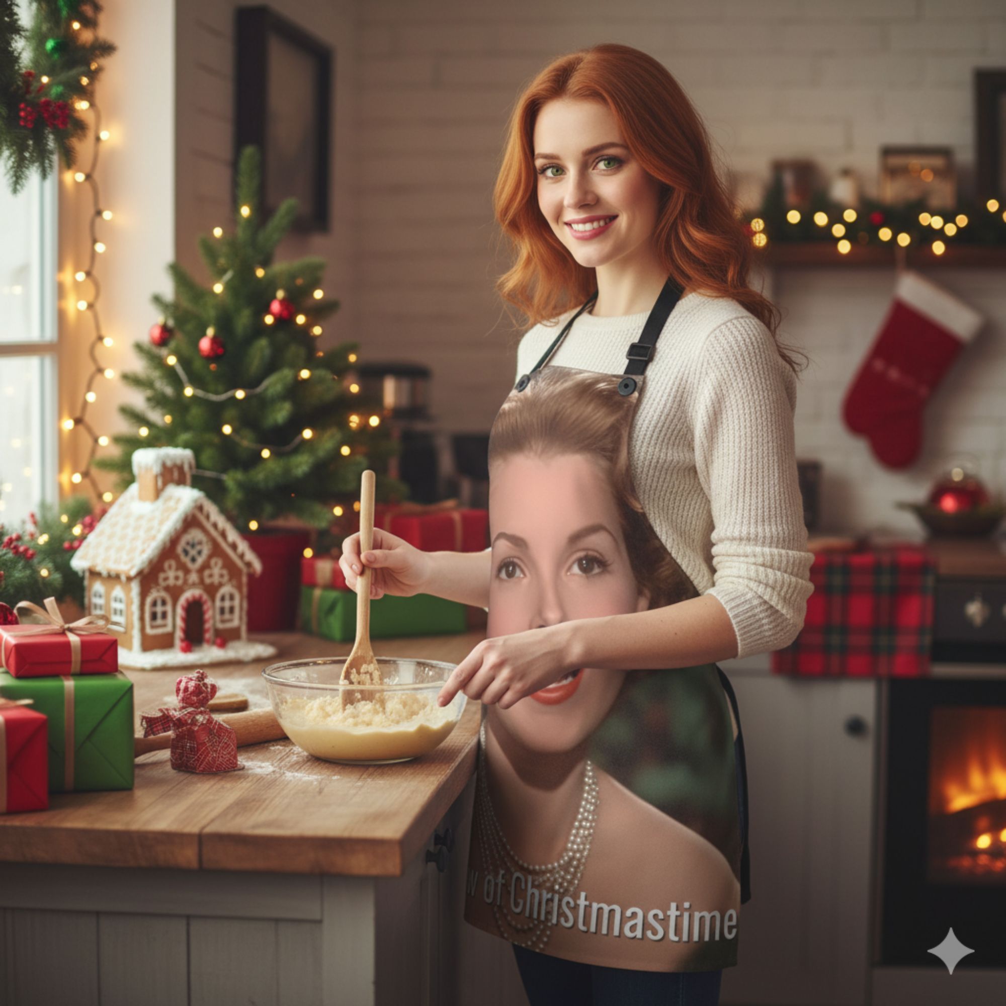 The Glow of Christmastime Vintage Song Christmas Apron  The Glow of Christmastime Vintage Song Christmas Apron