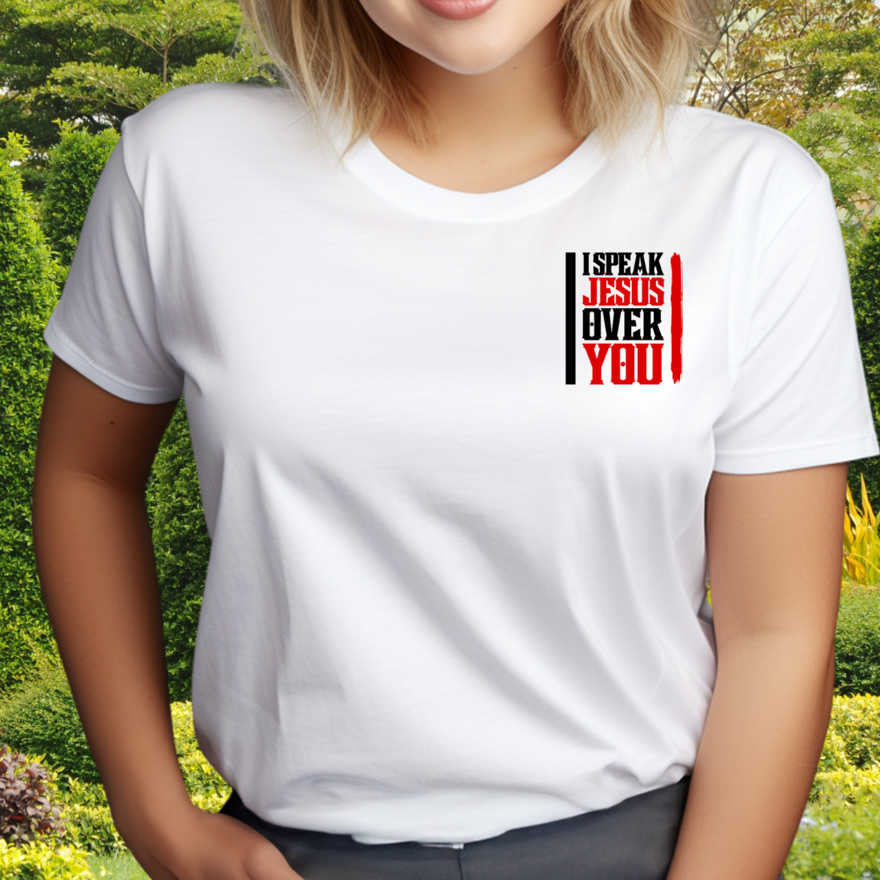 I Speak Jesus - Crew Neck Unisex T-Shirt product thumbnail image I Speak Jesus - Crew Neck Unisex T-Shirt product thumbnail image