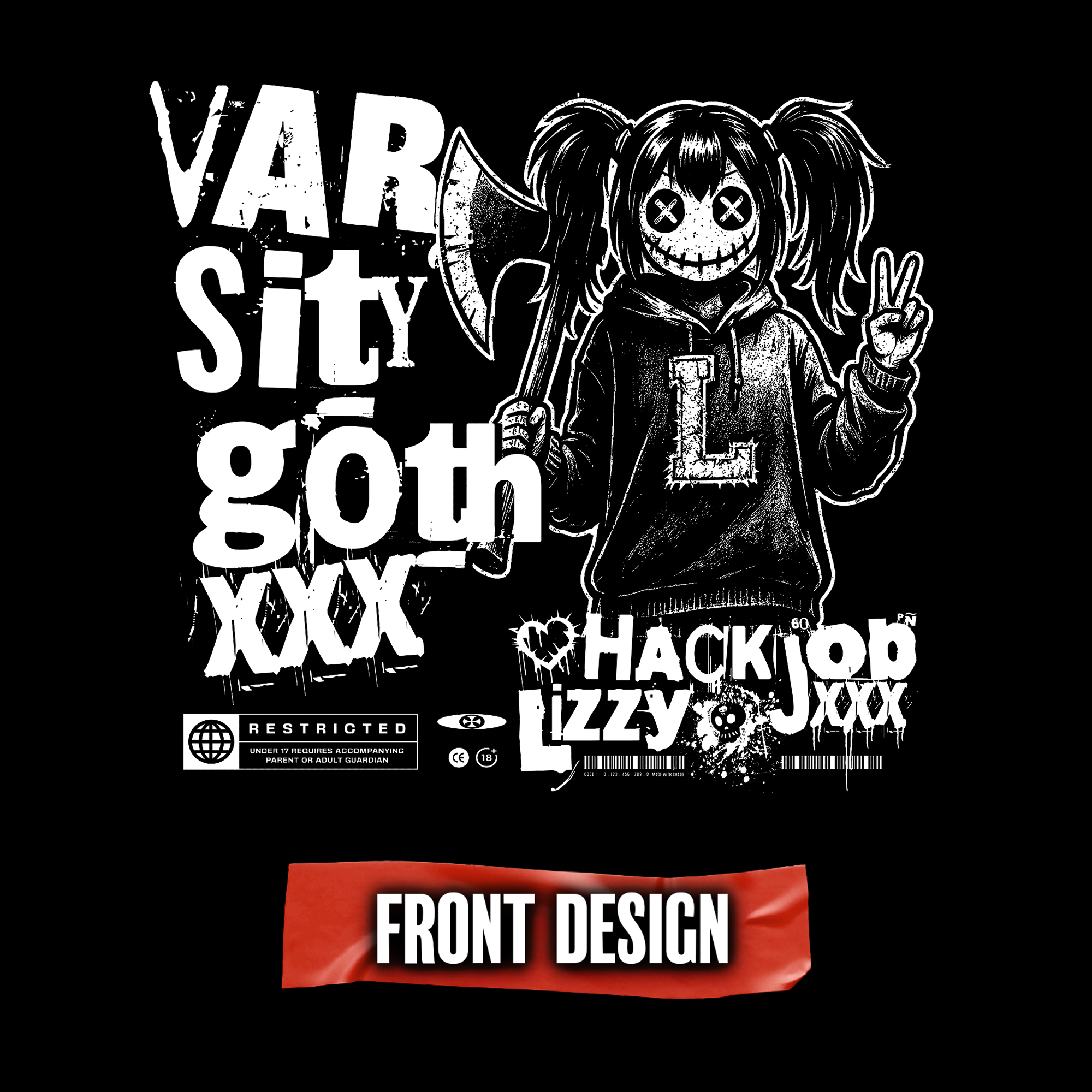 Unisex Softstyle Tee | Premium Gildan Shirt | Hack Job Lizzy | Varsity Goth product thumbnail image Unisex Softstyle Tee | Premium Gildan Shirt | Hack Job Lizzy | Varsity Goth product thumbnail image