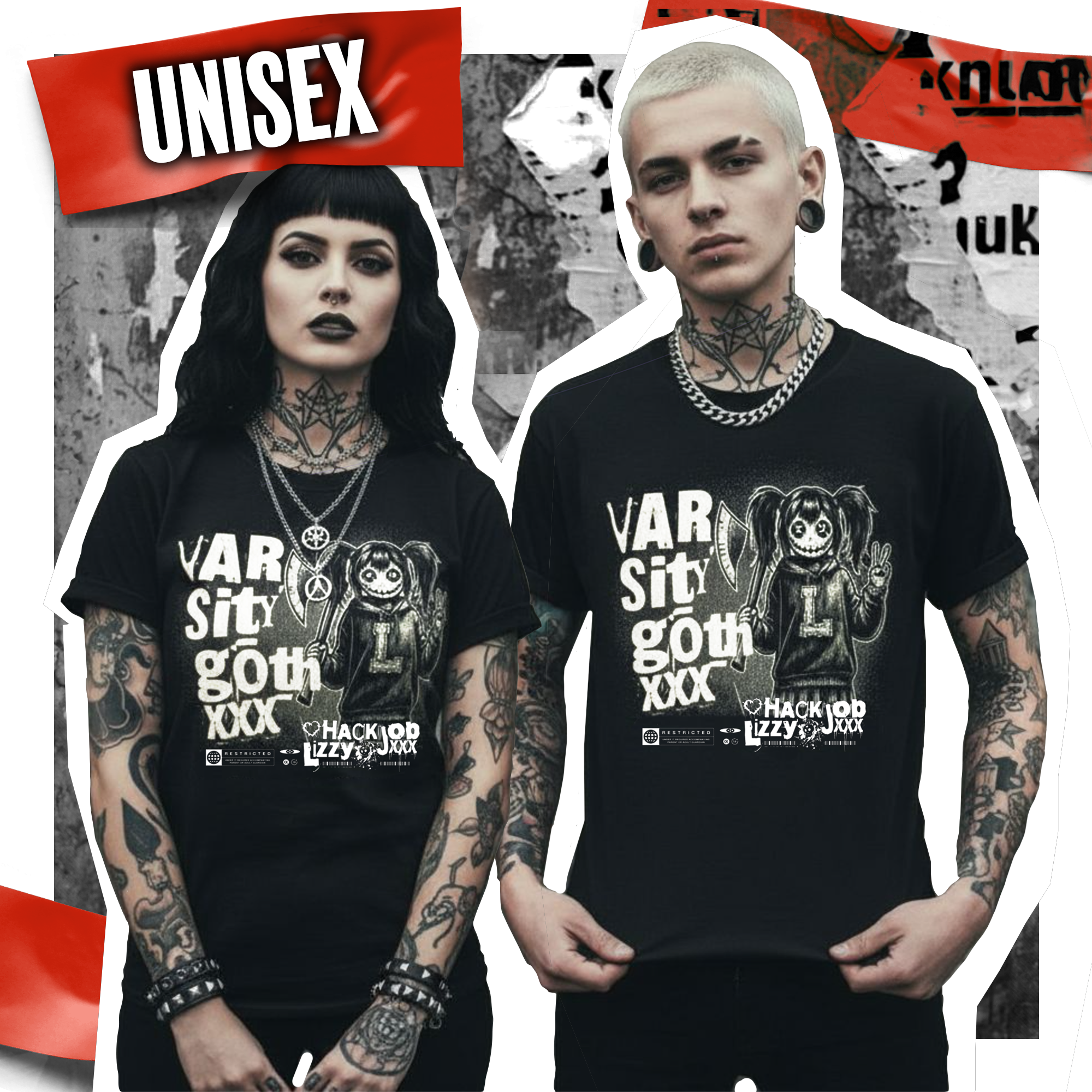 Unisex Softstyle Tee | Premium Gildan Shirt | Hack Job Lizzy | Varsity Goth product thumbnail image Unisex Softstyle Tee | Premium Gildan Shirt | Hack Job Lizzy | Varsity Goth product thumbnail image