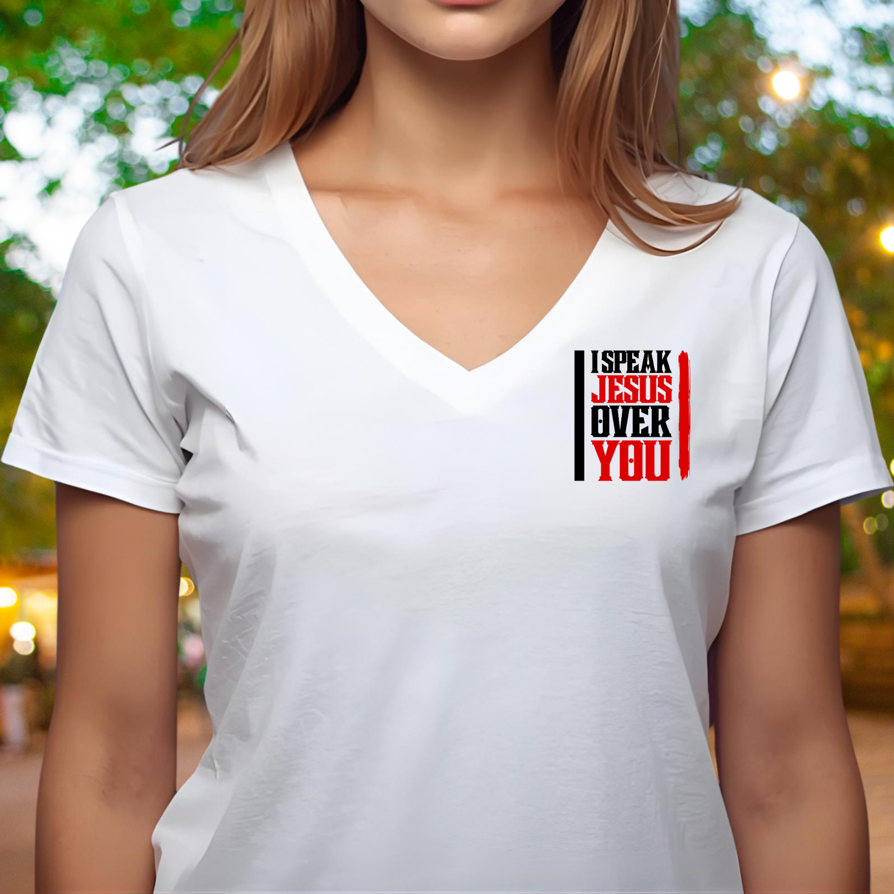 I Speak Jesus - V-Neck Unisex T-Shirt product thumbnail image I Speak Jesus - V-Neck Unisex T-Shirt product thumbnail image