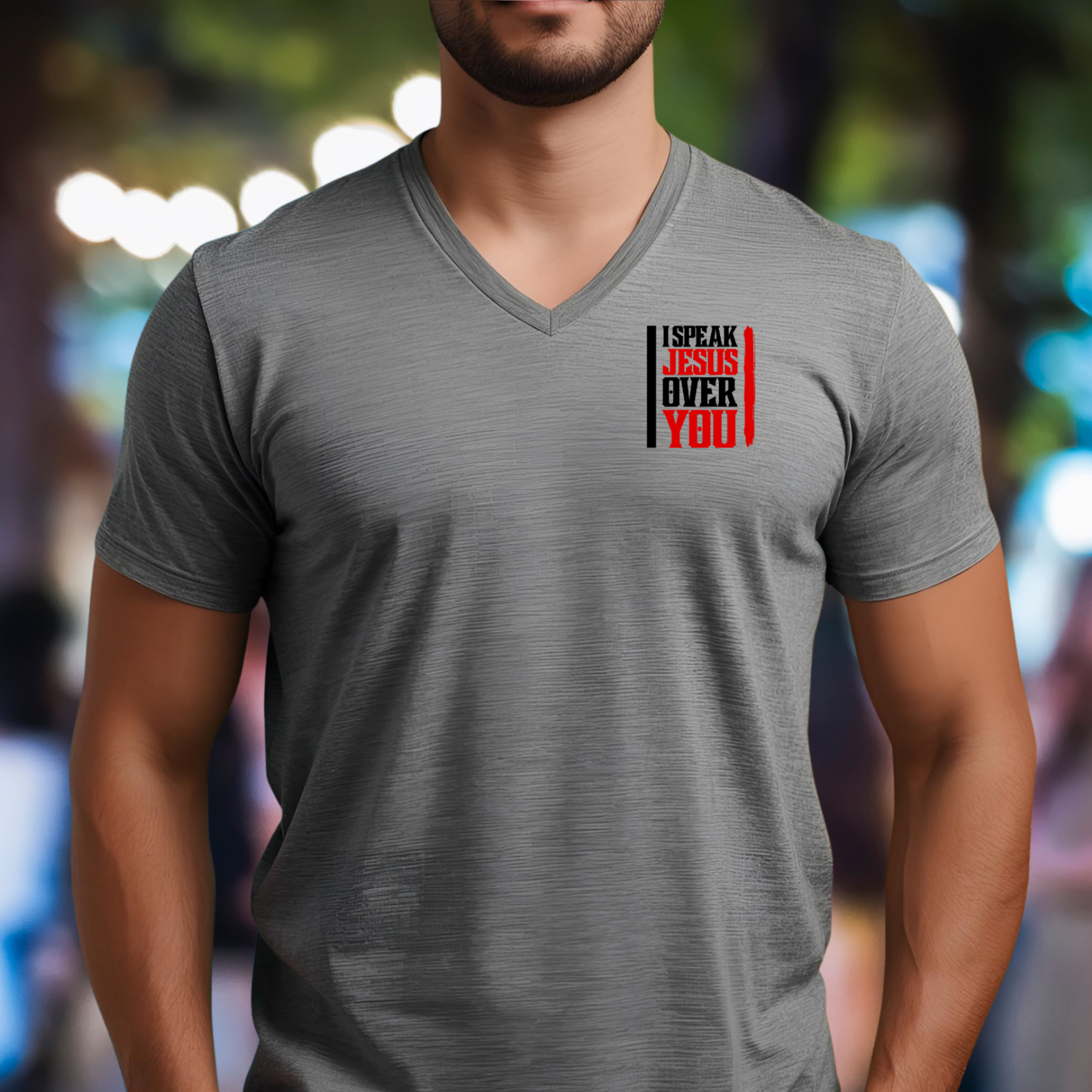 I Speak Jesus - V-Neck Unisex T-Shirt product thumbnail image I Speak Jesus - V-Neck Unisex T-Shirt product thumbnail image