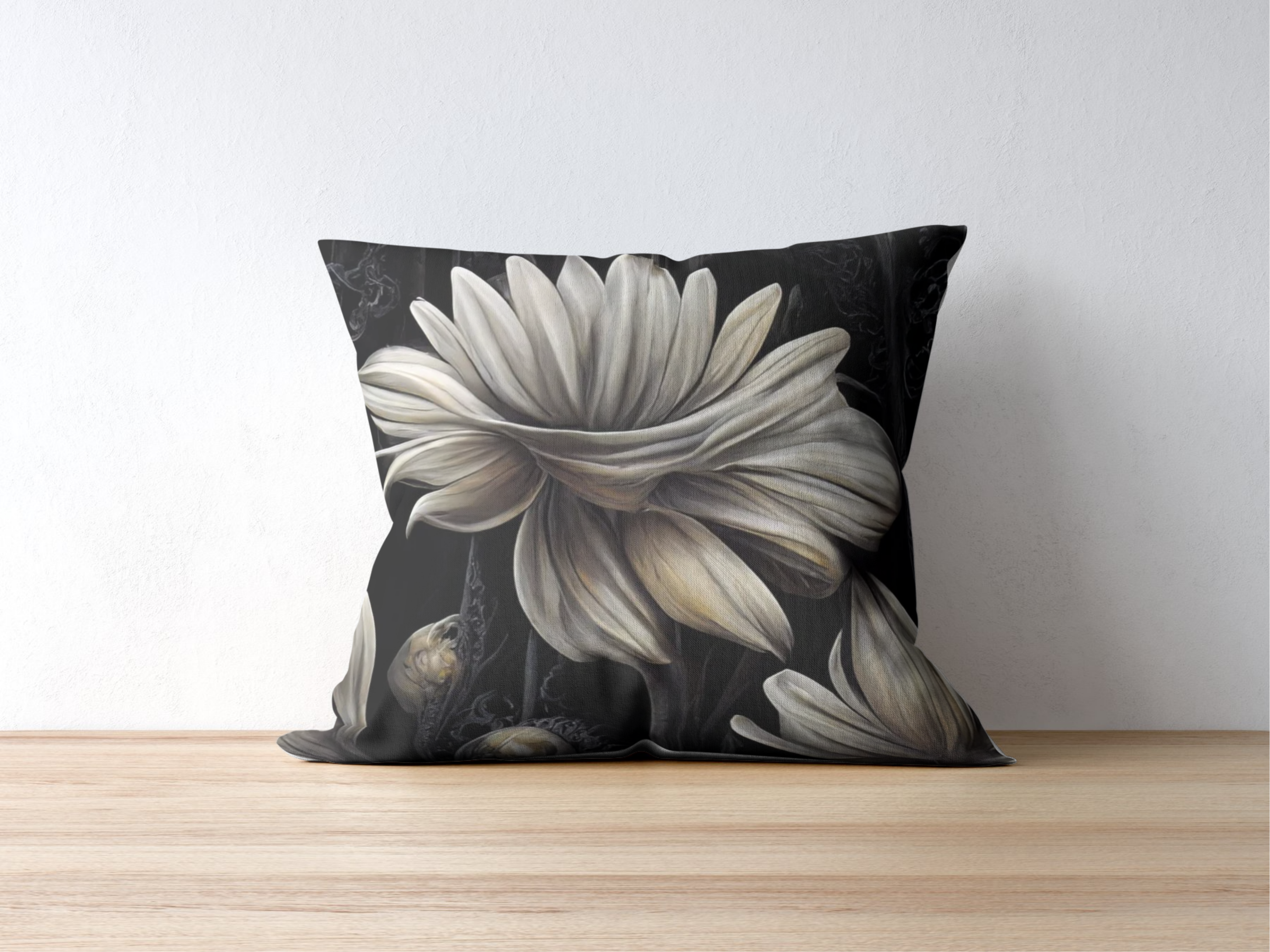 Gothic Floral Pillow | Faux Suede Square Throw Pillow with Dark Elegant Flower Design for Witchy &amp; Alternative Home Décor product thumbnail image