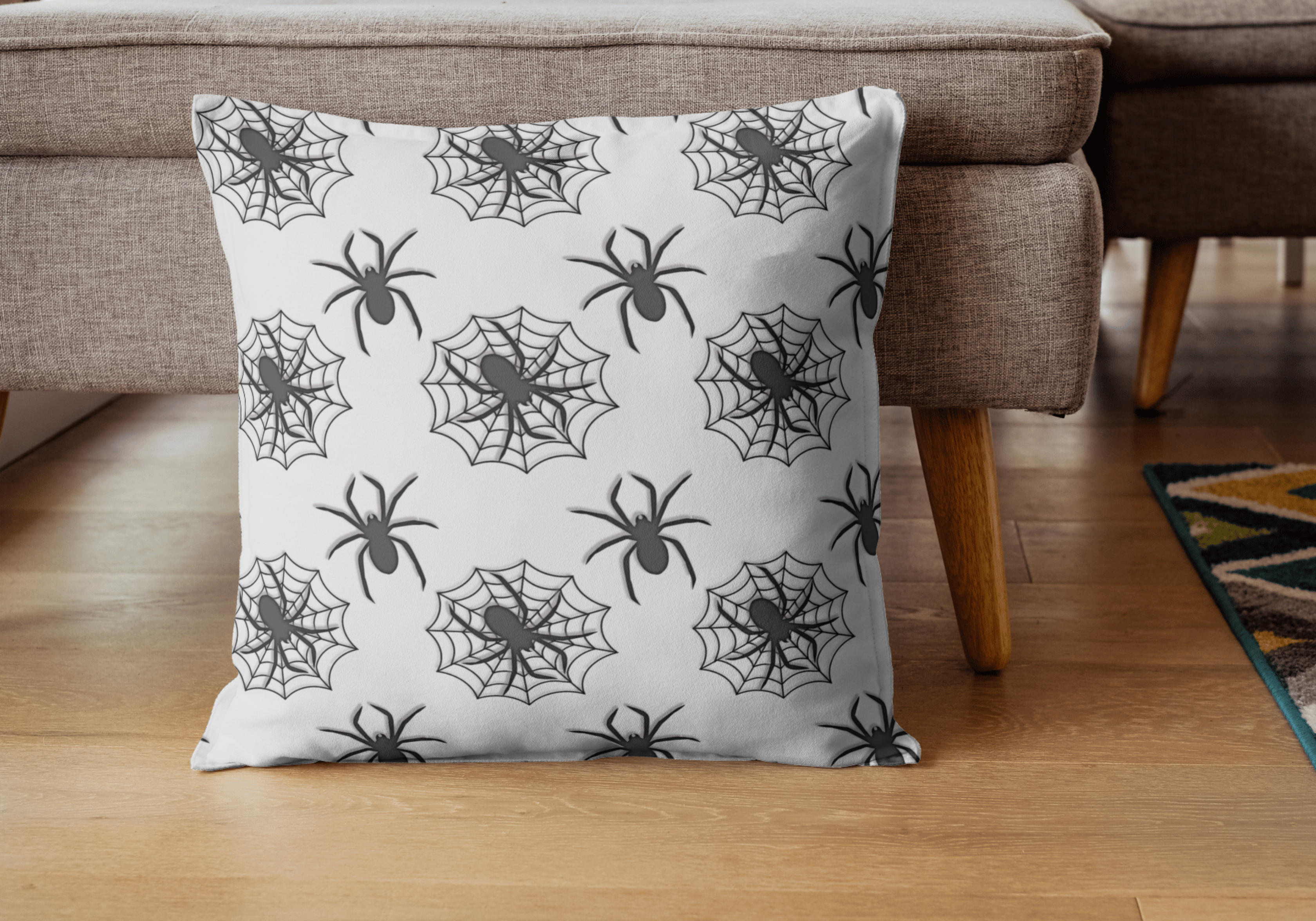 Halloween Spider Web Pillow | Faux Suede Square Throw Pillow with Spooky Spider Design for Gothic & Seasonal Home Décor product thumbnail image Halloween Spider Web Pillow | Faux Suede Square Throw Pillow with Spooky Spider Design for Gothic & Seasonal Home Décor product thumbnail image