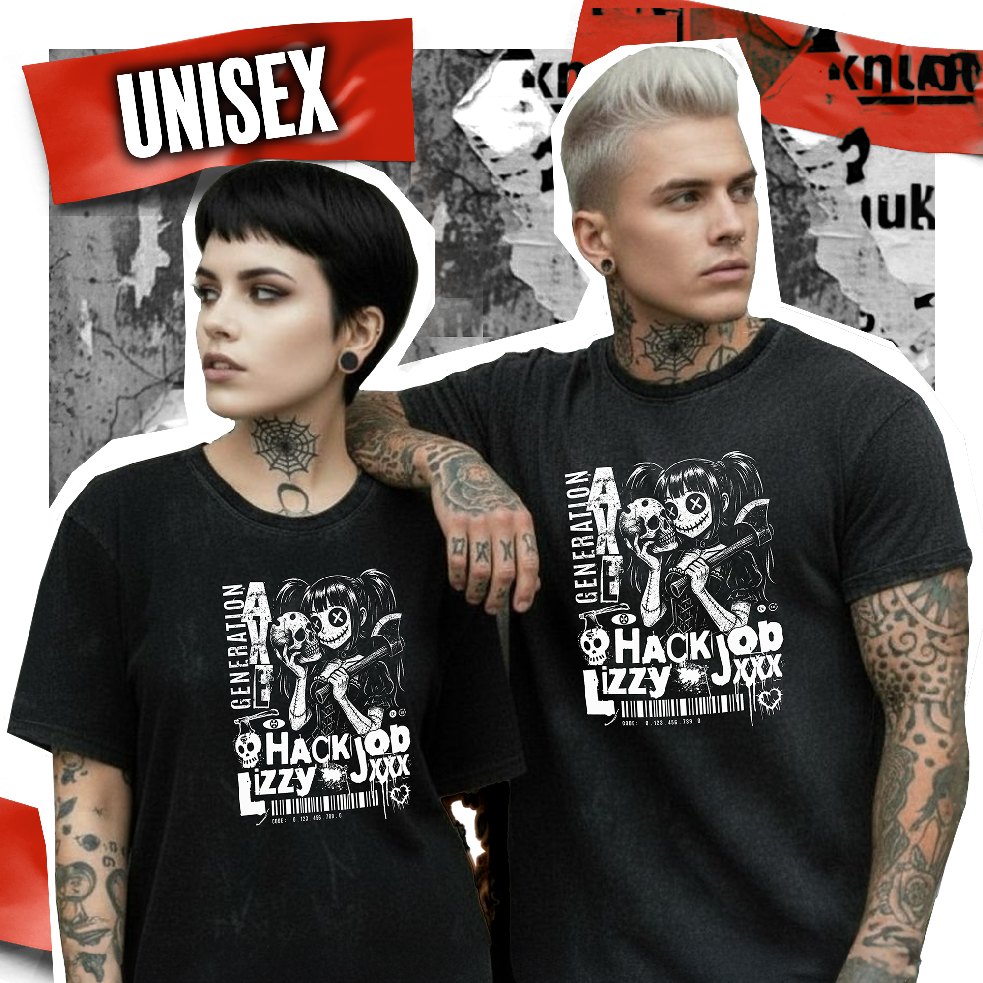 Unisex Mineral Wash | Generation Axe | Hack Job Lizzy | Halloween Punk Tee product thumbnail image Unisex Mineral Wash | Generation Axe | Hack Job Lizzy | Halloween Punk Tee product thumbnail image