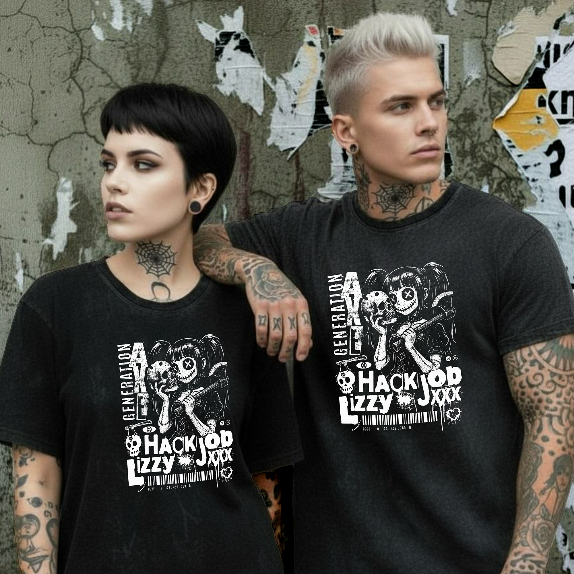 Unisex Mineral Wash | Generation Axe | Hack Job Lizzy | Halloween Punk Tee product thumbnail image Unisex Mineral Wash | Generation Axe | Hack Job Lizzy | Halloween Punk Tee product thumbnail image