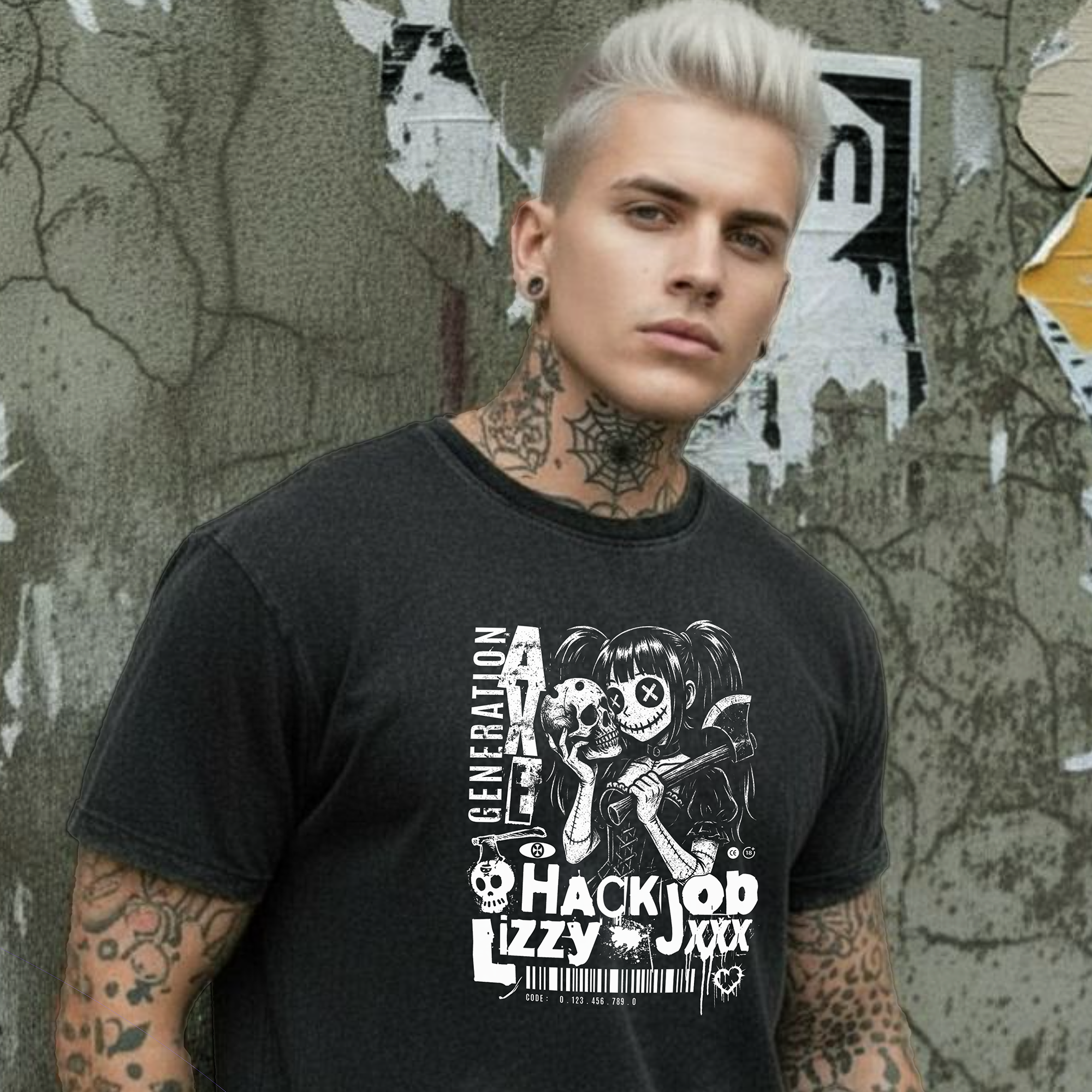 Unisex Mineral Wash | Generation Axe | Hack Job Lizzy | Halloween Punk Tee product thumbnail image Unisex Mineral Wash | Generation Axe | Hack Job Lizzy | Halloween Punk Tee product thumbnail image