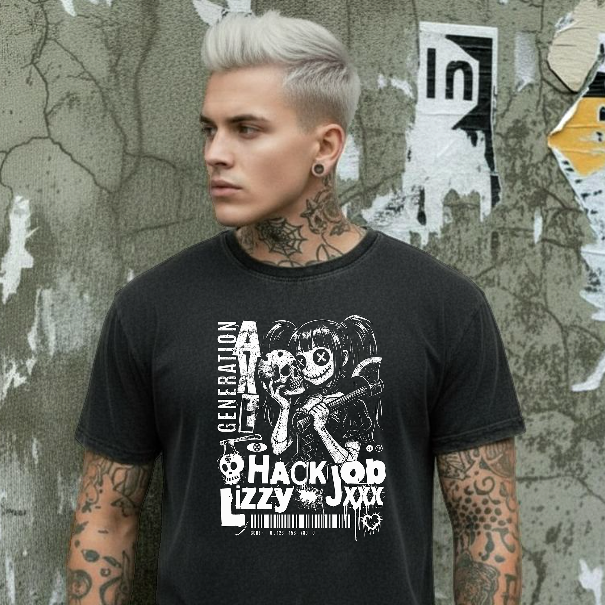 Unisex Mineral Wash | Generation Axe | Hack Job Lizzy | Halloween Punk Tee product thumbnail image Unisex Mineral Wash | Generation Axe | Hack Job Lizzy | Halloween Punk Tee product thumbnail image